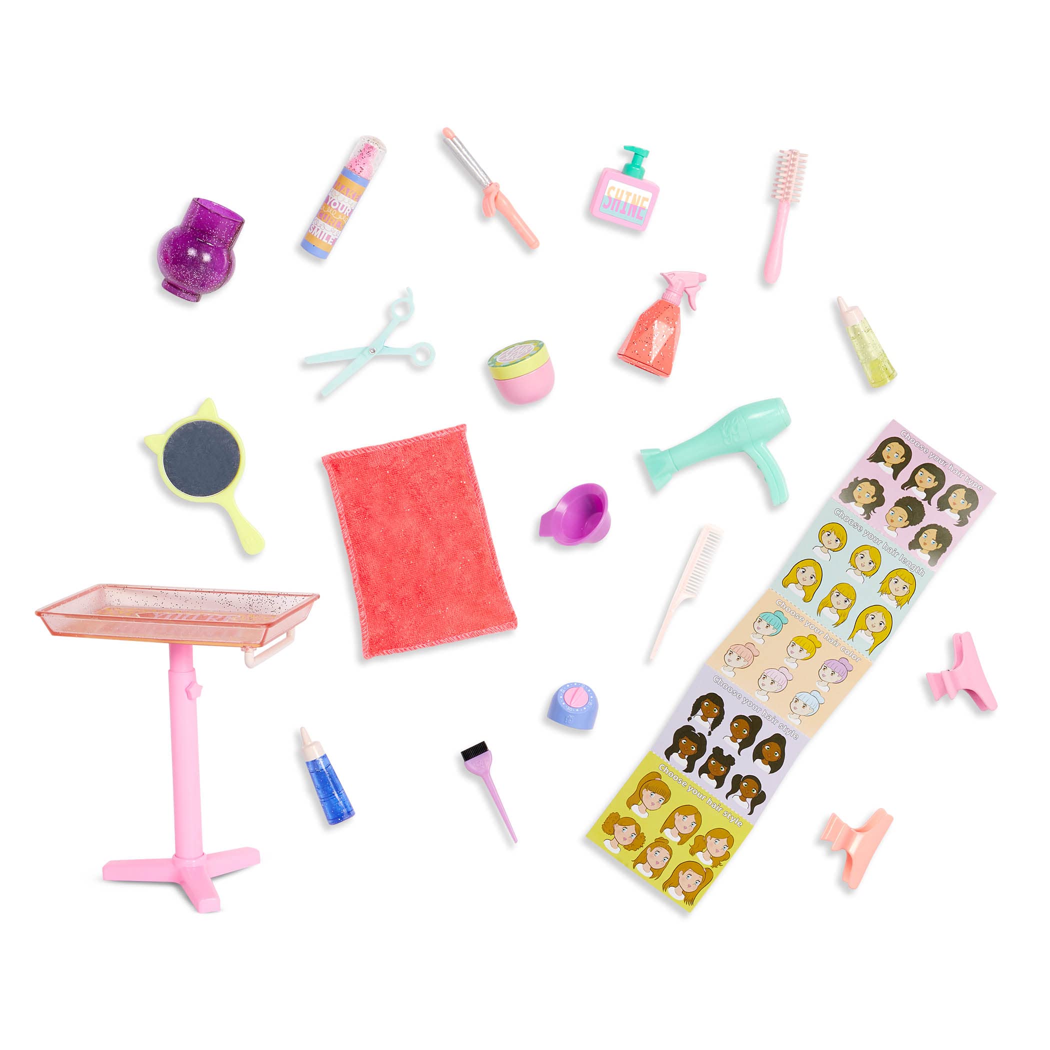 Set De Peluquería Glitter Girls Para Muñecas De 14 Pulgadas Con Accesorios - Venta Internacional.