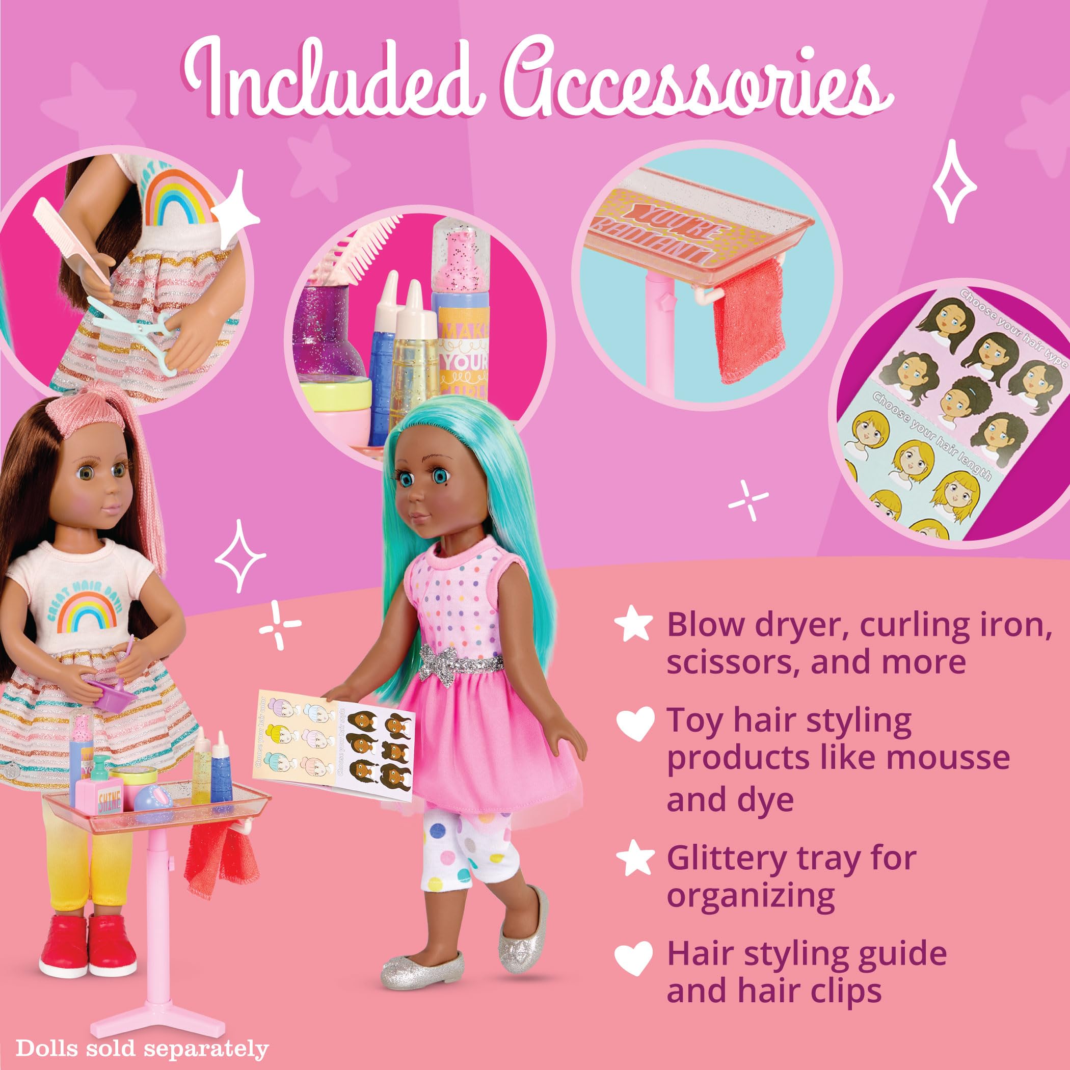 Foto 4 pulgar | Set De Peluquería Glitter Girls Para Muñecas De 14 Pulgadas Con Accesorios - Venta Internacional.