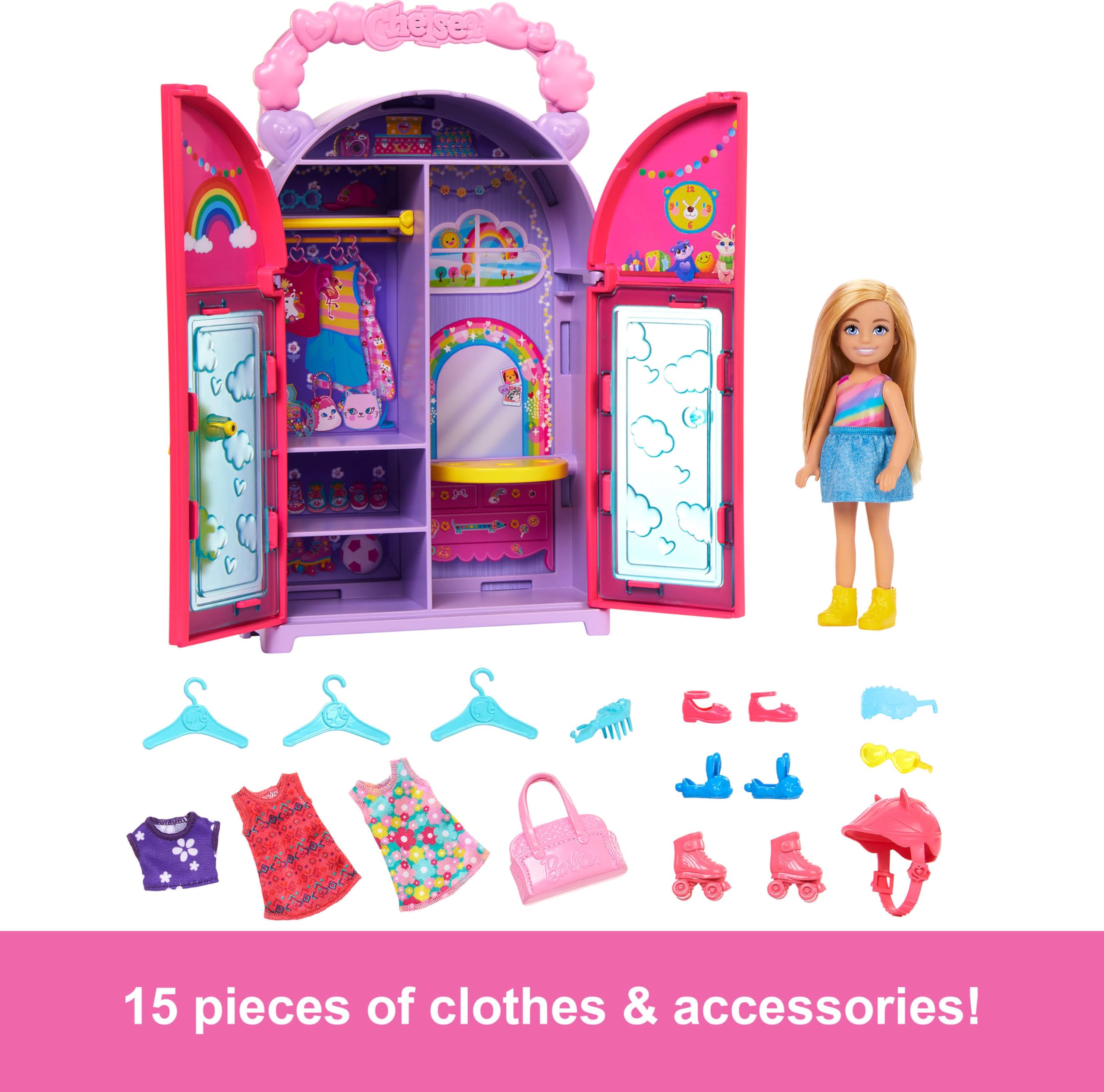 Foto 3 pulgar | Toy Playset Barbie Chelsea Para Muñecas Y Armario Con 15 Prendas - Venta Internacional.