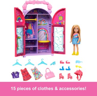 Foto 2 | Toy Playset Barbie Chelsea Para Muñecas Y Armario Con 15 Prendas - Venta Internacional.