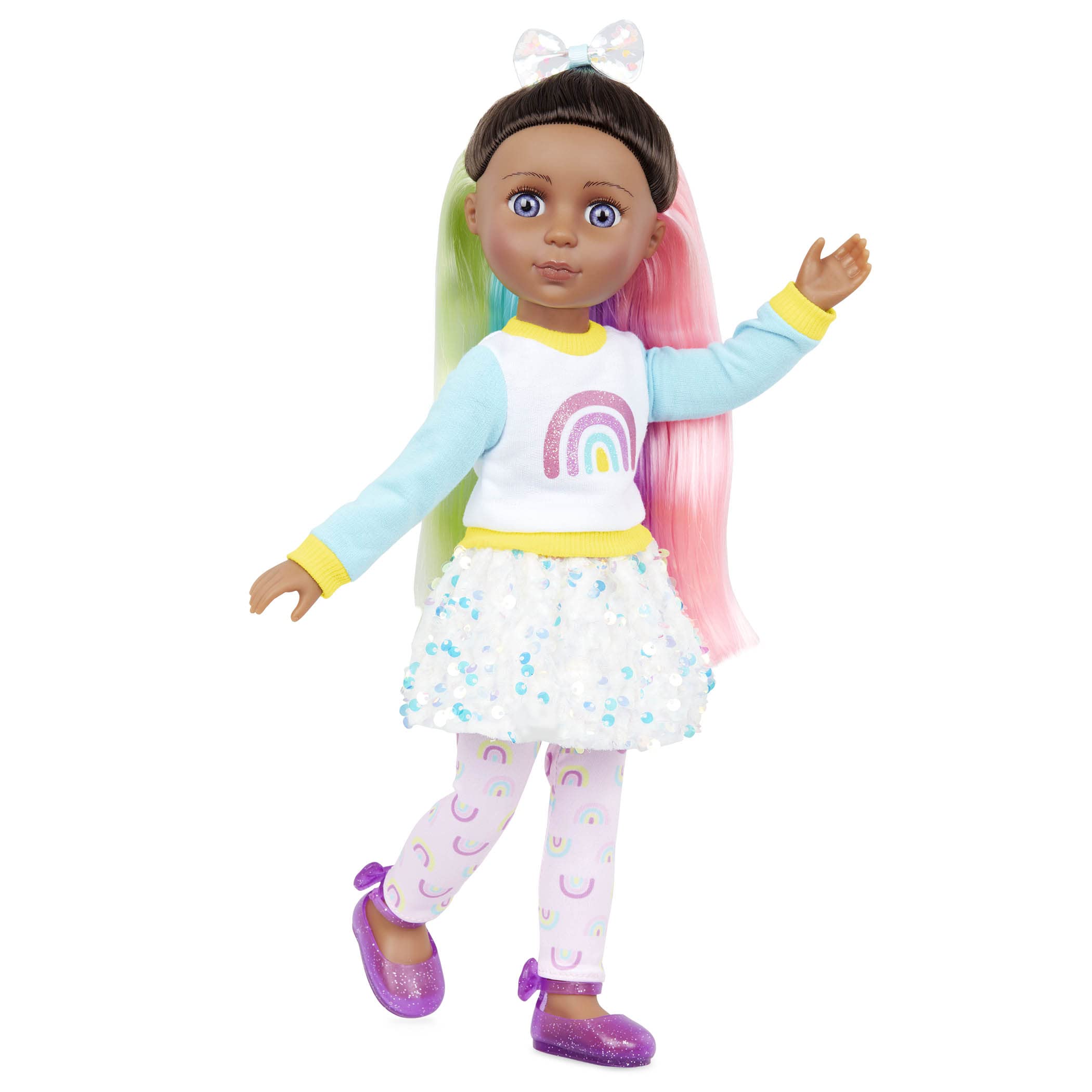 Muñeca Moderna Con Purpurina Para Niñas Torrei De 14 Pulgadas Con Atuendo De Arcoíris - Venta Internacional.