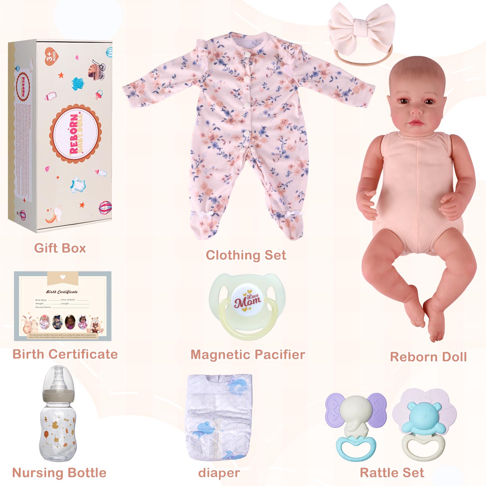 Foto 8 pulgar | Muñeca Reborn Babeside Relike Girl De 50 Cm Con Kit De Alimentación - Venta Internacional.
