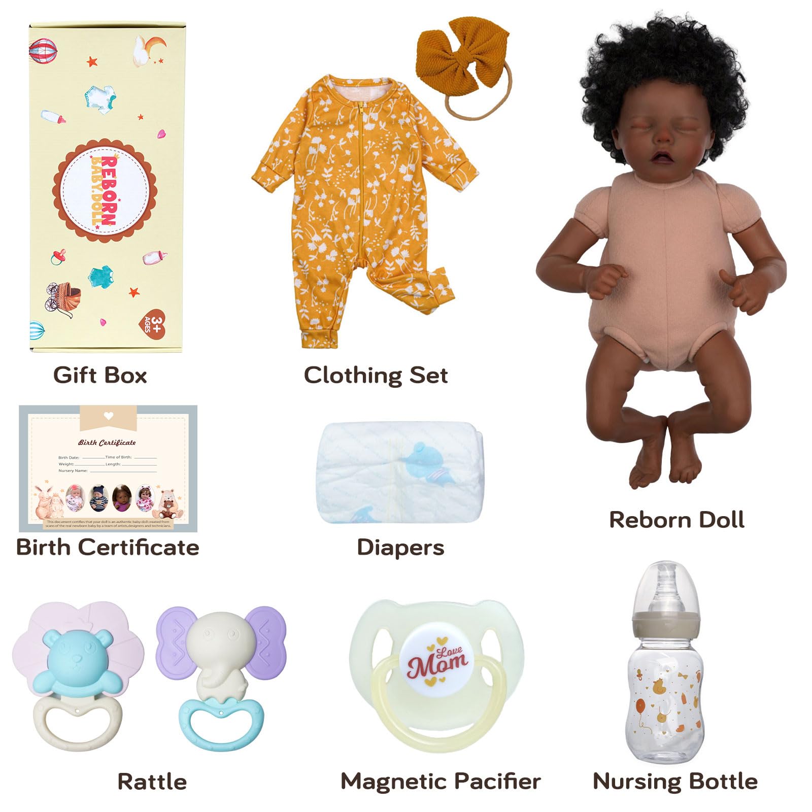 Foto 7 pulgar | Muñeca Reborn Jizhi Girl 43 cm con Accesorios - Venta Internacional