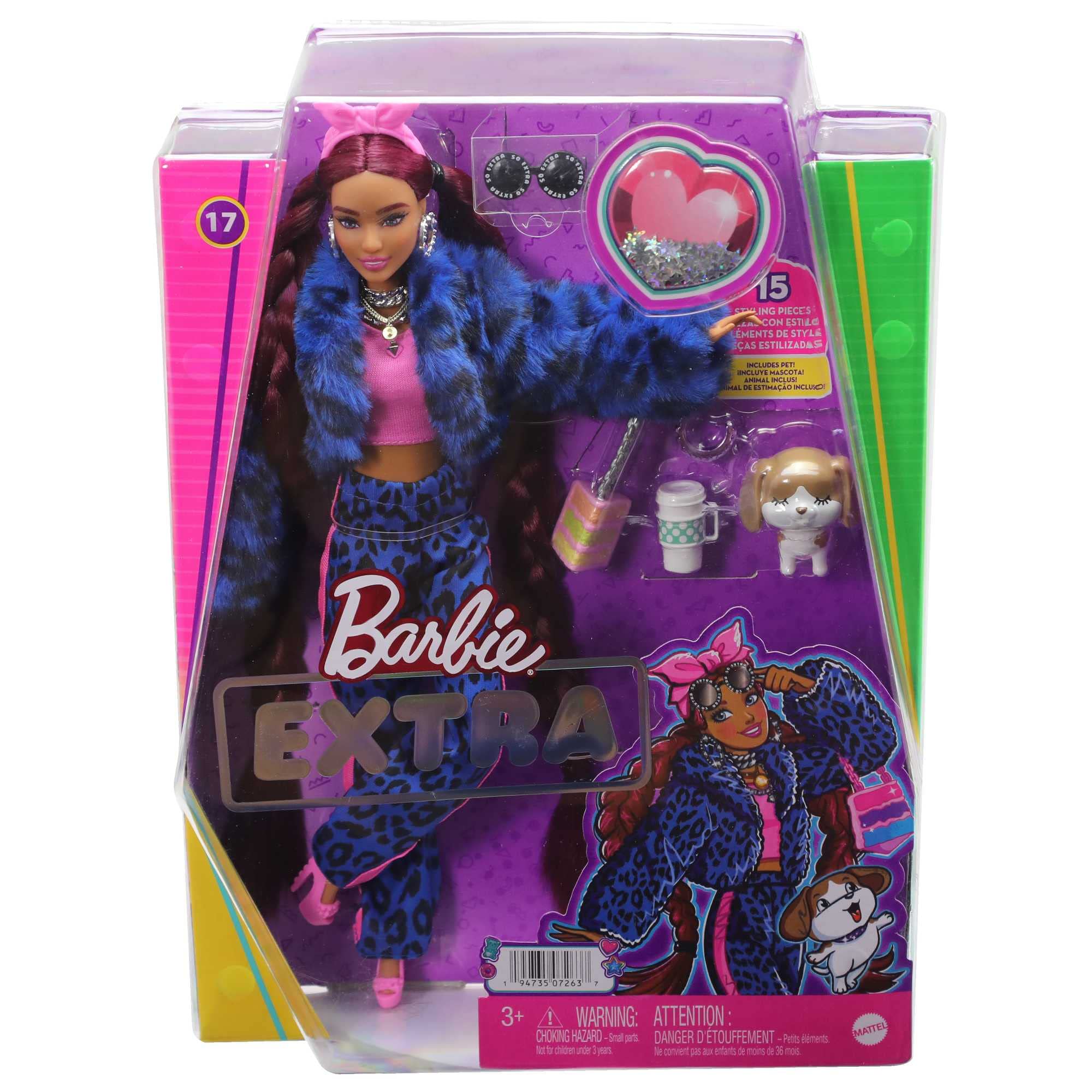 Foto 7 pulgar | Muñeca Barbie Extra Con Chaqueta Peluda Y Mascota Con Trenzas Burdeos - Venta Internacional.