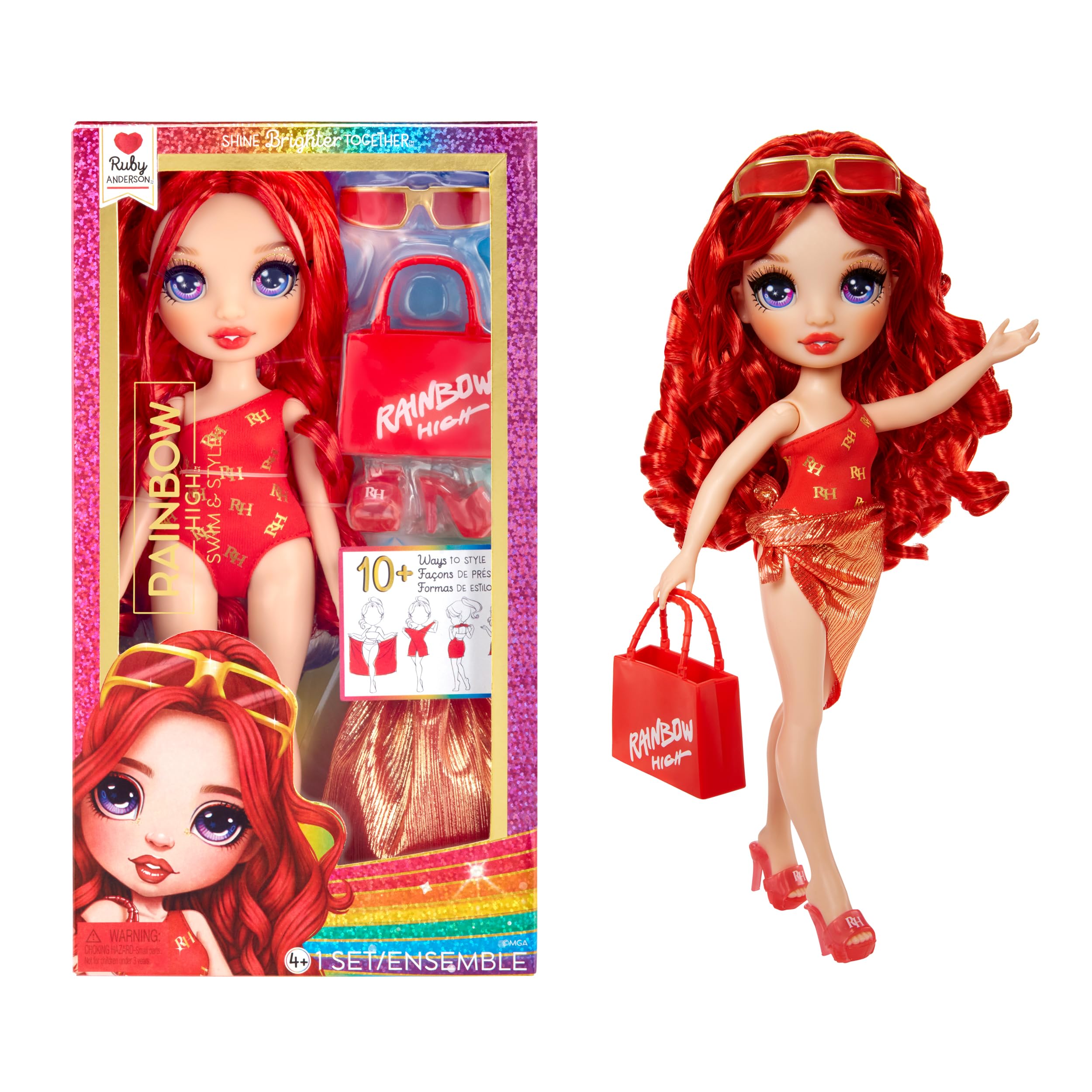 Foto 2 pulgar | Muñeca Moderna Rainbow High Swim & Style Ruby con Accesorios - Venta Internacional