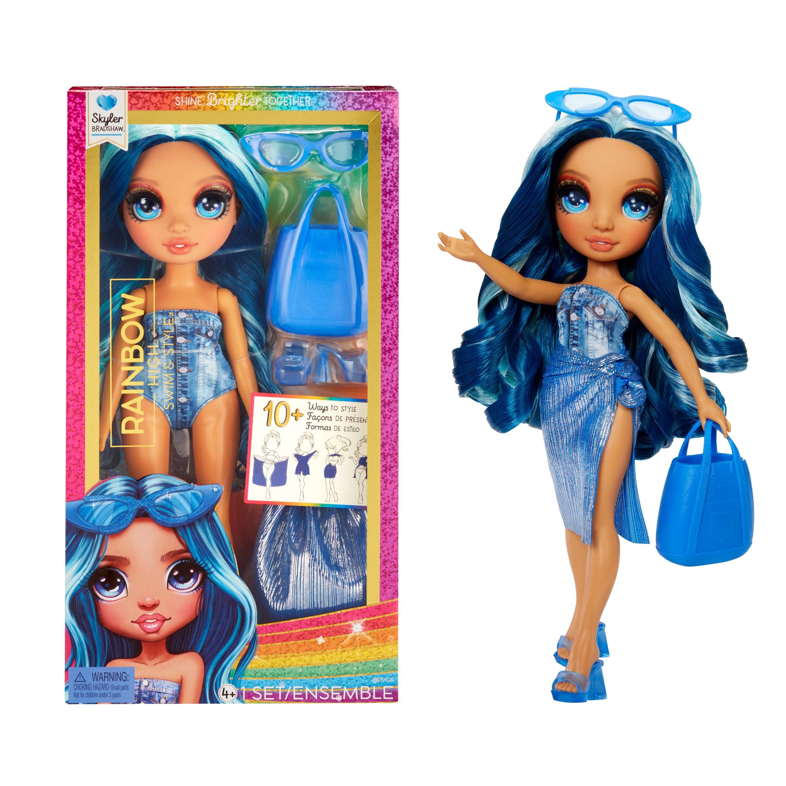 Muñeca Moderna Rainbow High Swim & Style Skyler Blue 11 - Venta Internacional.
