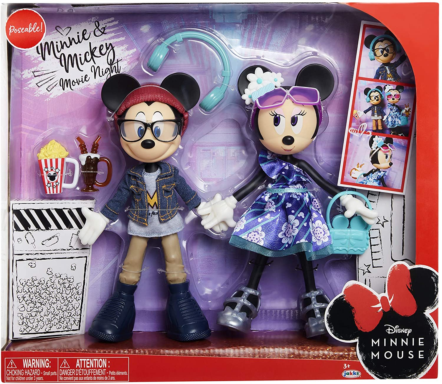 Foto 4 pulgar | Disney Minnie &amp, Mickey Movie Night Doll 2-pack Playset - Venta Internacional.