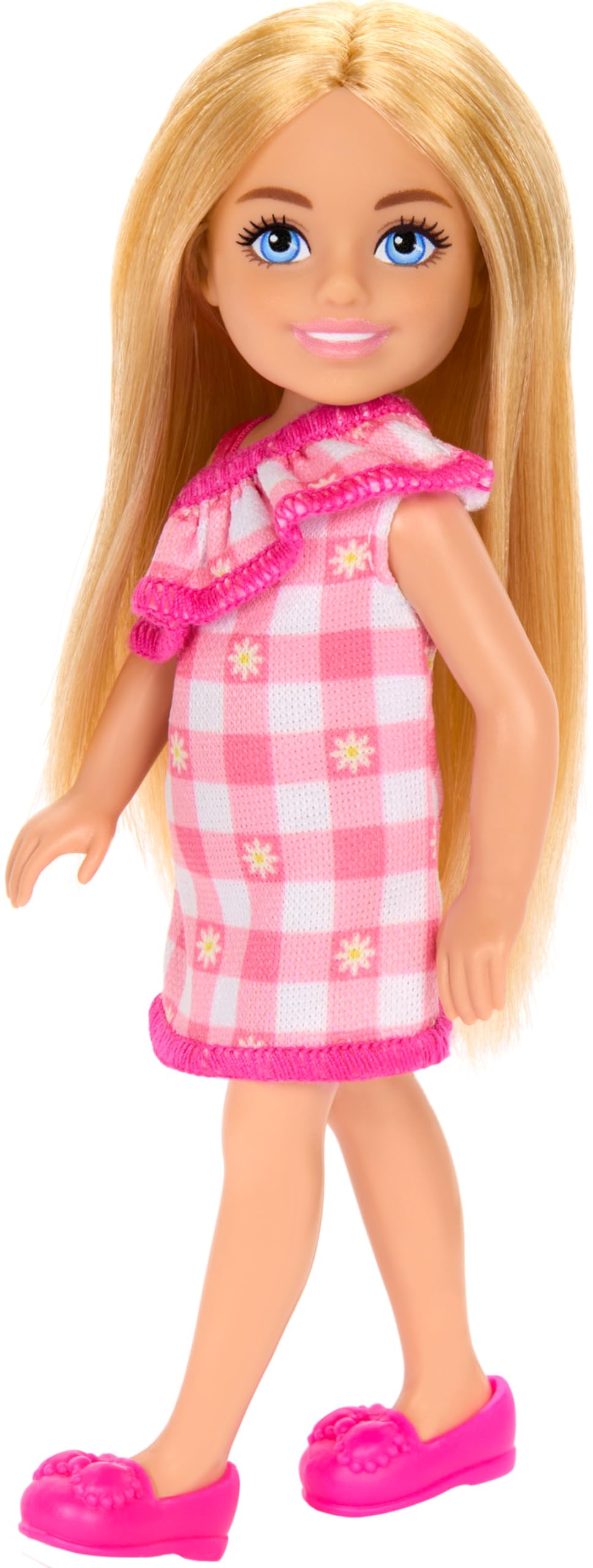 Foto 6 pulgar | Muñeca Barbie Chelsea De 15 Cm Con Vestido Extraíble A Cuadros - Venta Internacional.