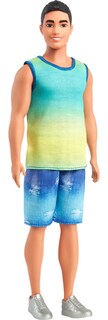 Foto 1 | Muñeca De Moda Barbie Fashionistas Ken #236 Con Camiseta Sin Mangas Azul Y Verde - Venta Internacional.
