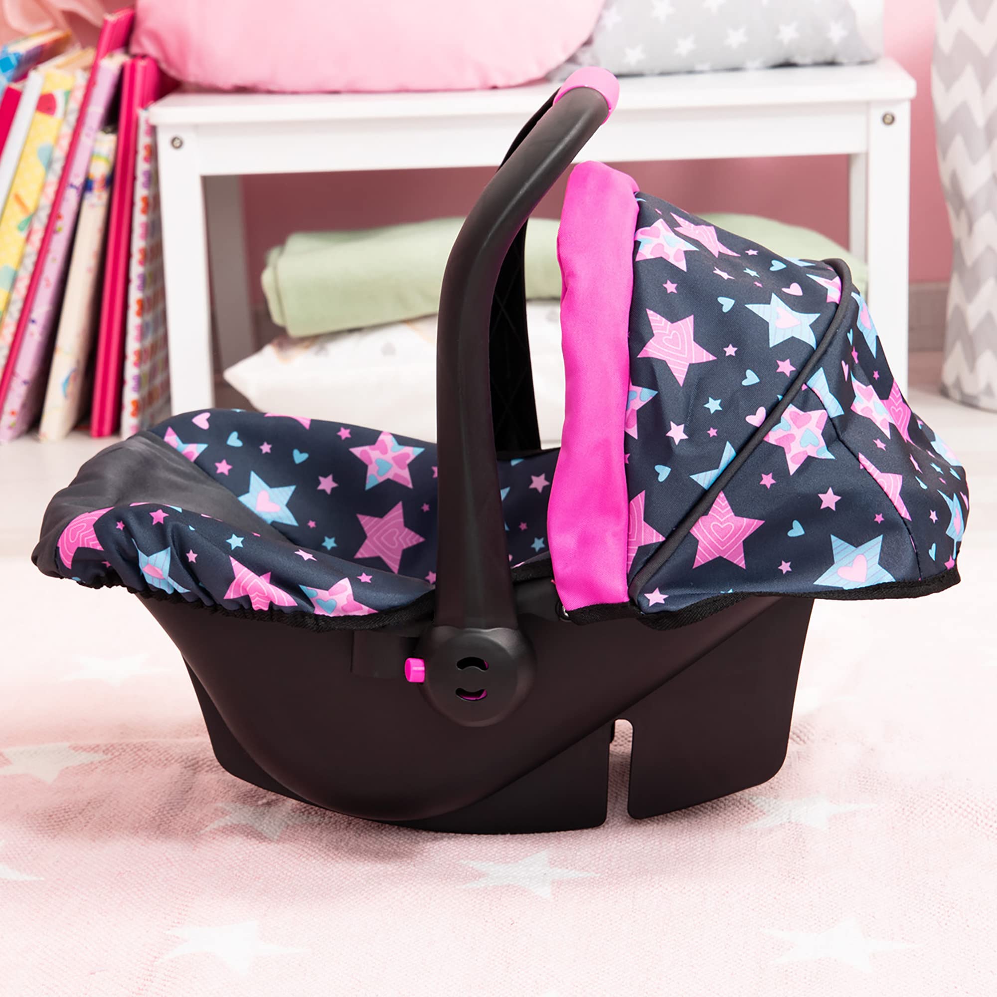 Foto 7 pulgar | Silla De Coche Para Muñecas, Diseño Bayer, Turquesa, Rosa Y Estrellas, 18 Pulgadas - Venta Internacional.