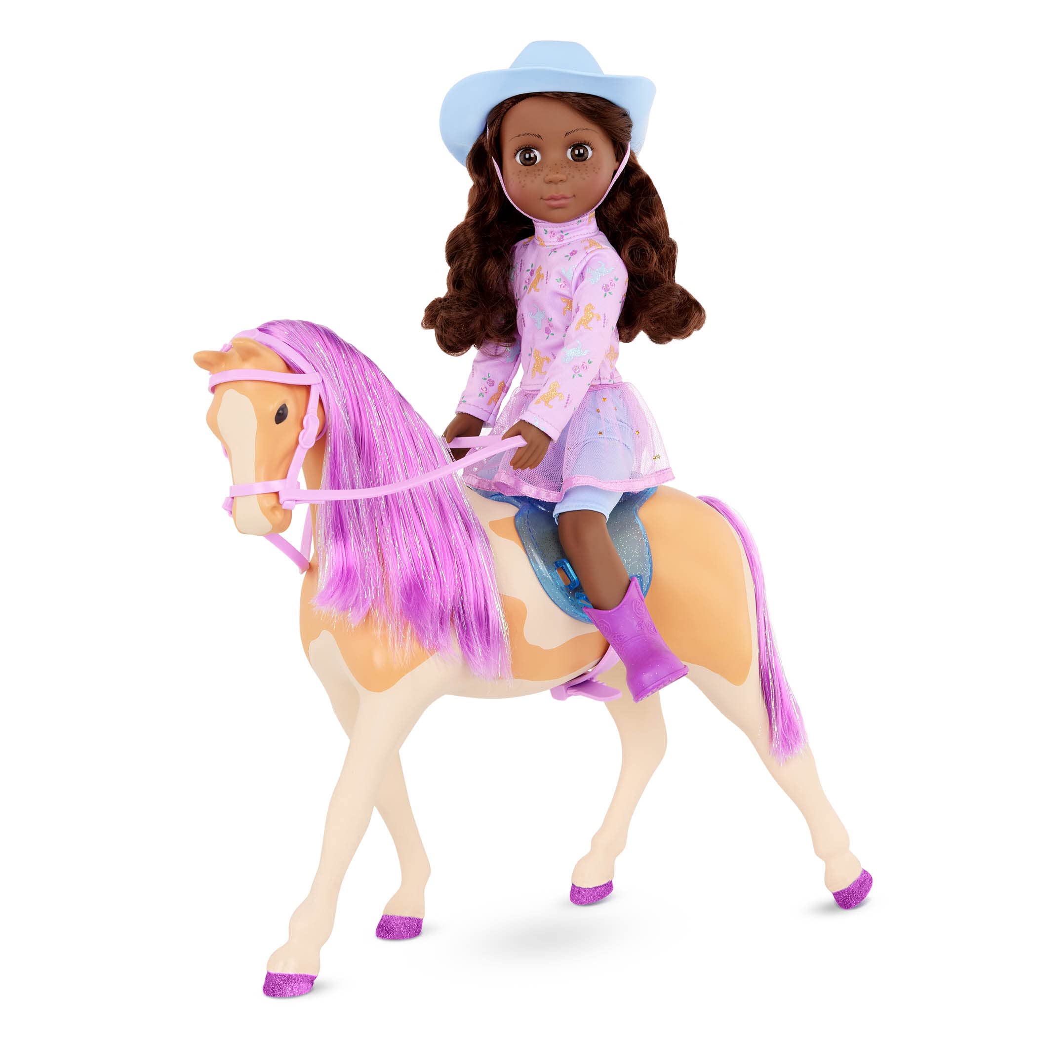 Foto 3 pulgar | Set De Muñeca Y Caballo Con Purpurina Para Niñas, Clea & Clover, 14 Pulgadas, Más De 3 Años - Venta Internacional.