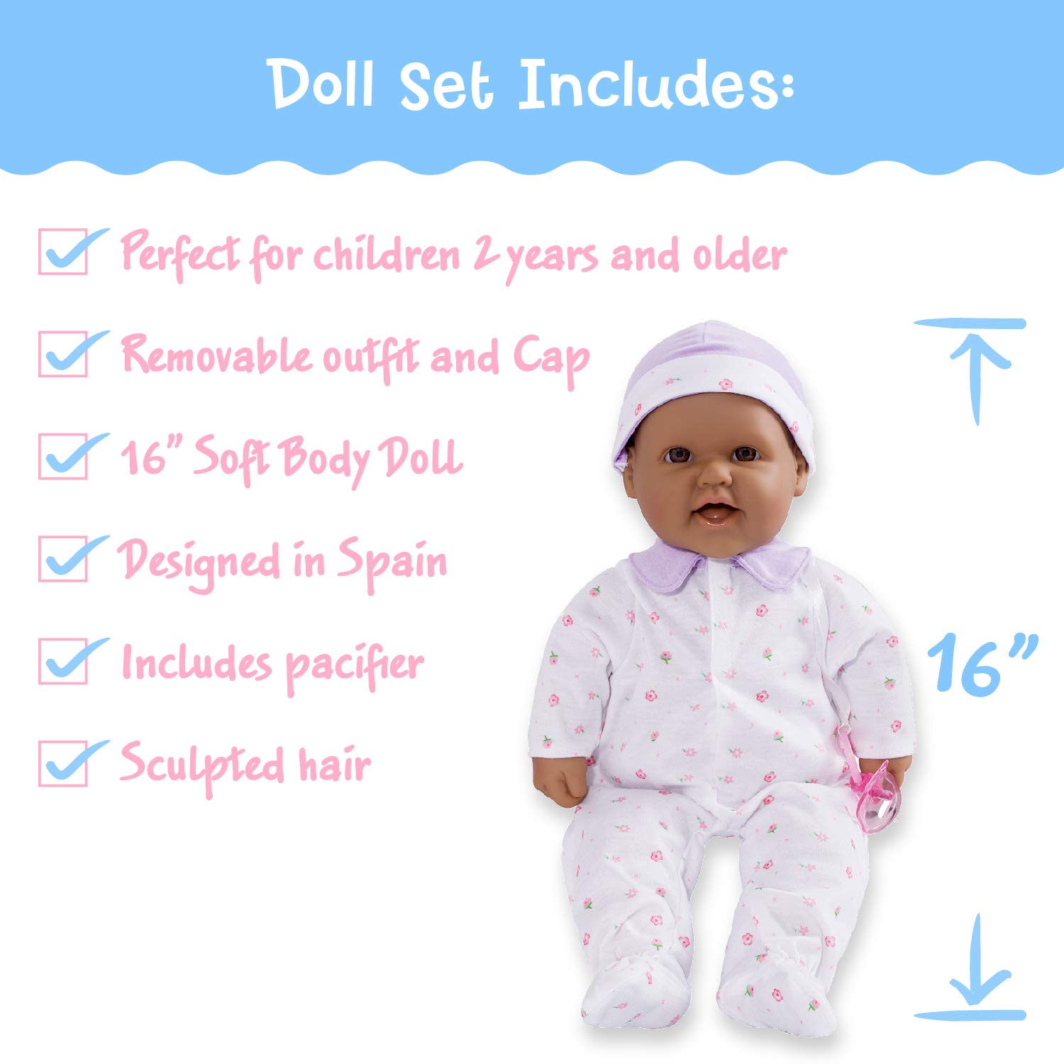 Foto 3 pulgar | Baby Doll Jc Toys La Baby Hispanic, 40 Cm, Suave Y Lavable Para El Cuerpo - Venta Internacional.