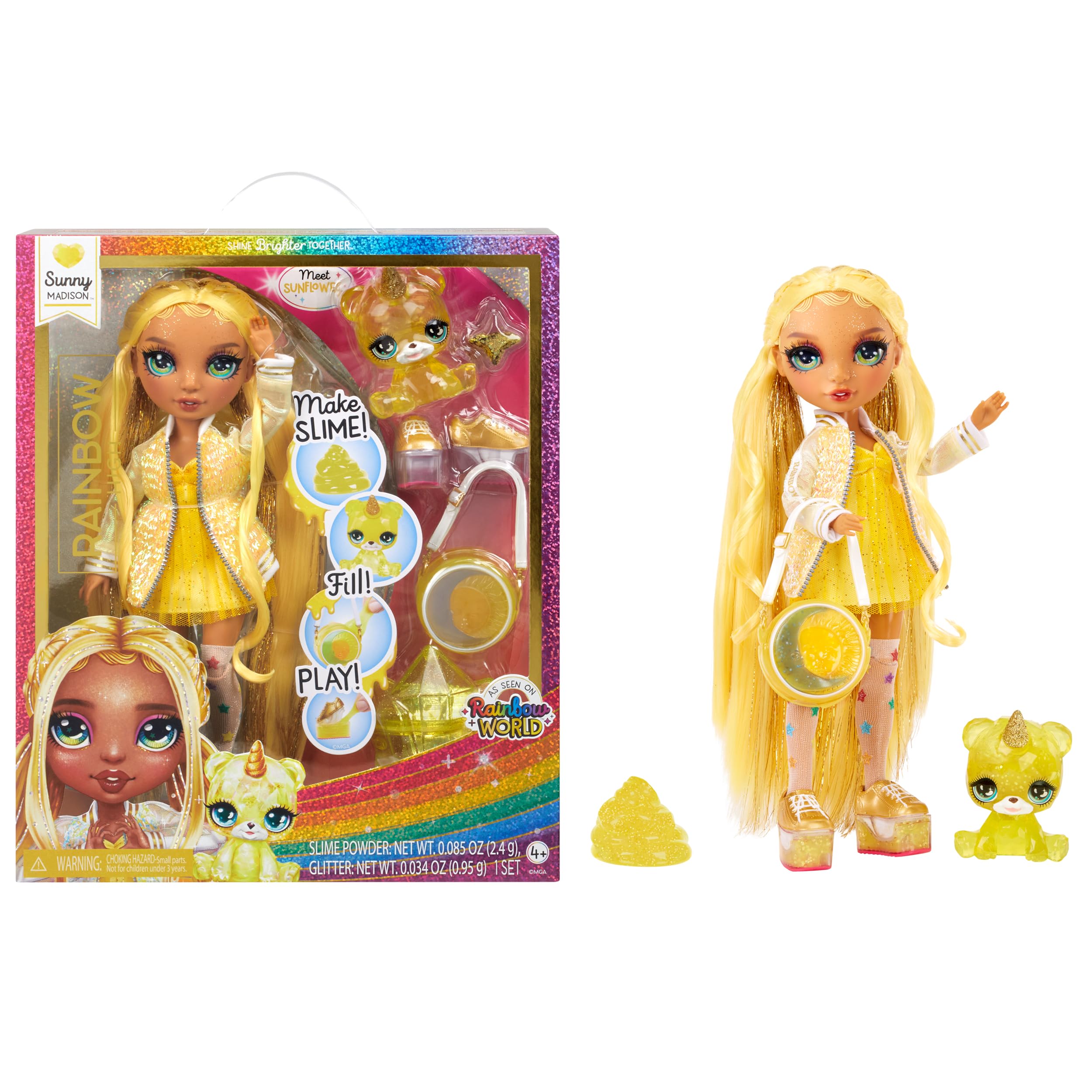 Foto 2 pulgar | Muñeca Moderna Rainbow High Sunny Con Kit De Limo Y Pet Blonde 11 - Venta Internacional