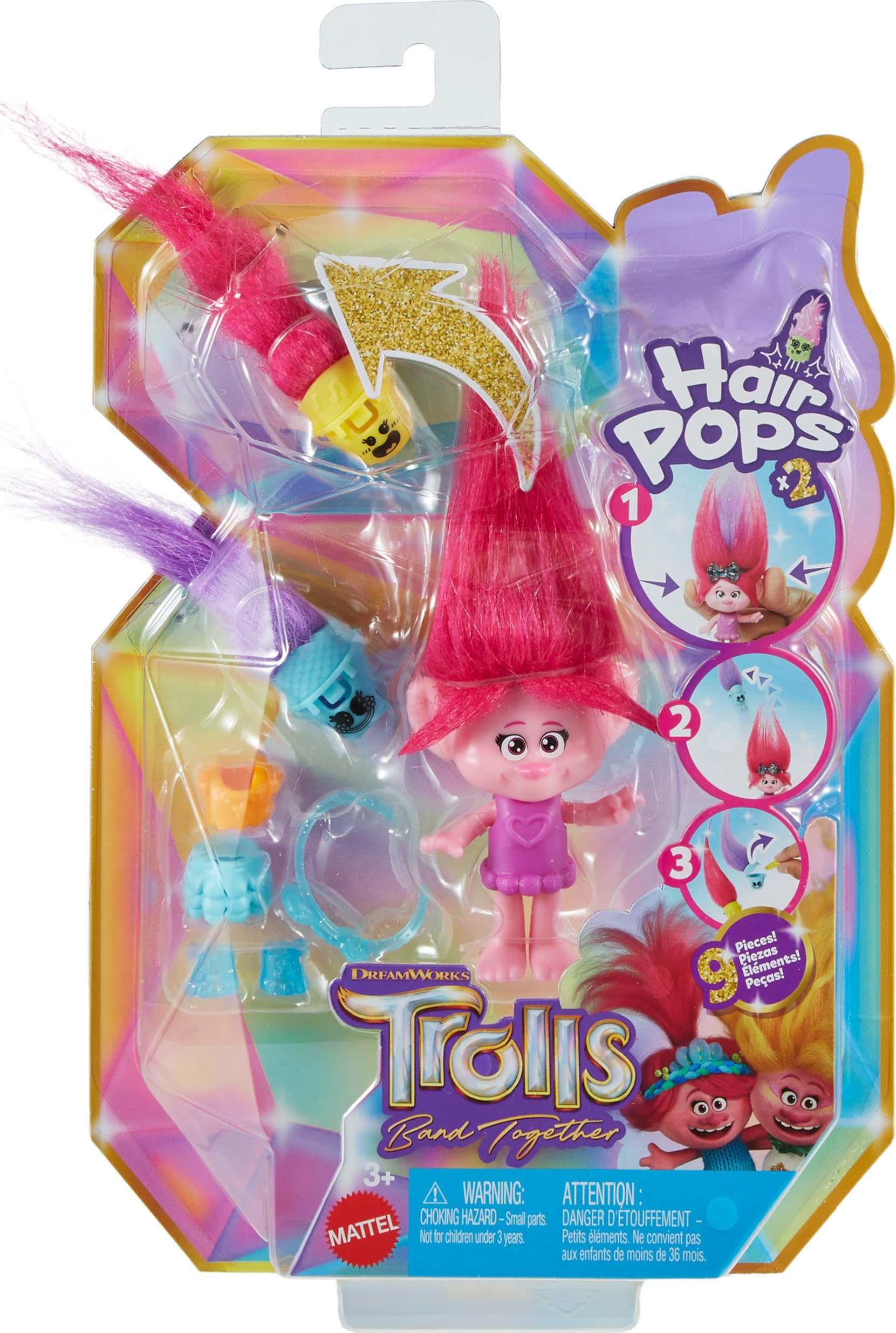 Foto 7 pulgar | Peinetas Para El Pelo Mattel Dreamworks Trolls Band Together Para Muñecas Pequeñas - Venta Internacional.