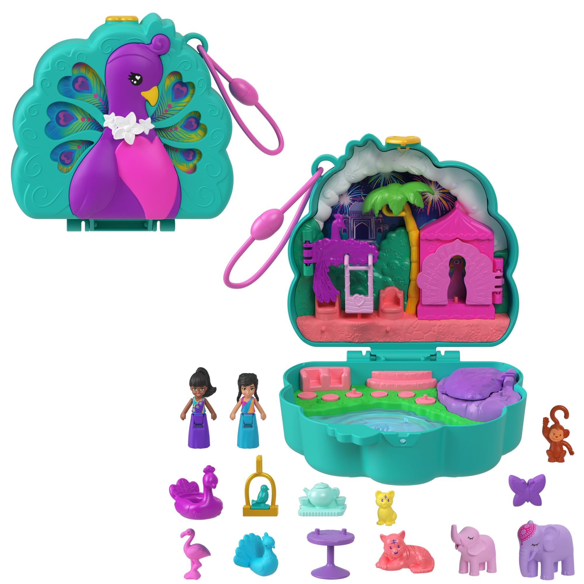 Foto 2 pulgar | Toy Polly Pocket Peacock Garden Compact Con 2 Muñecas Y Mascotas - Venta Internacional.