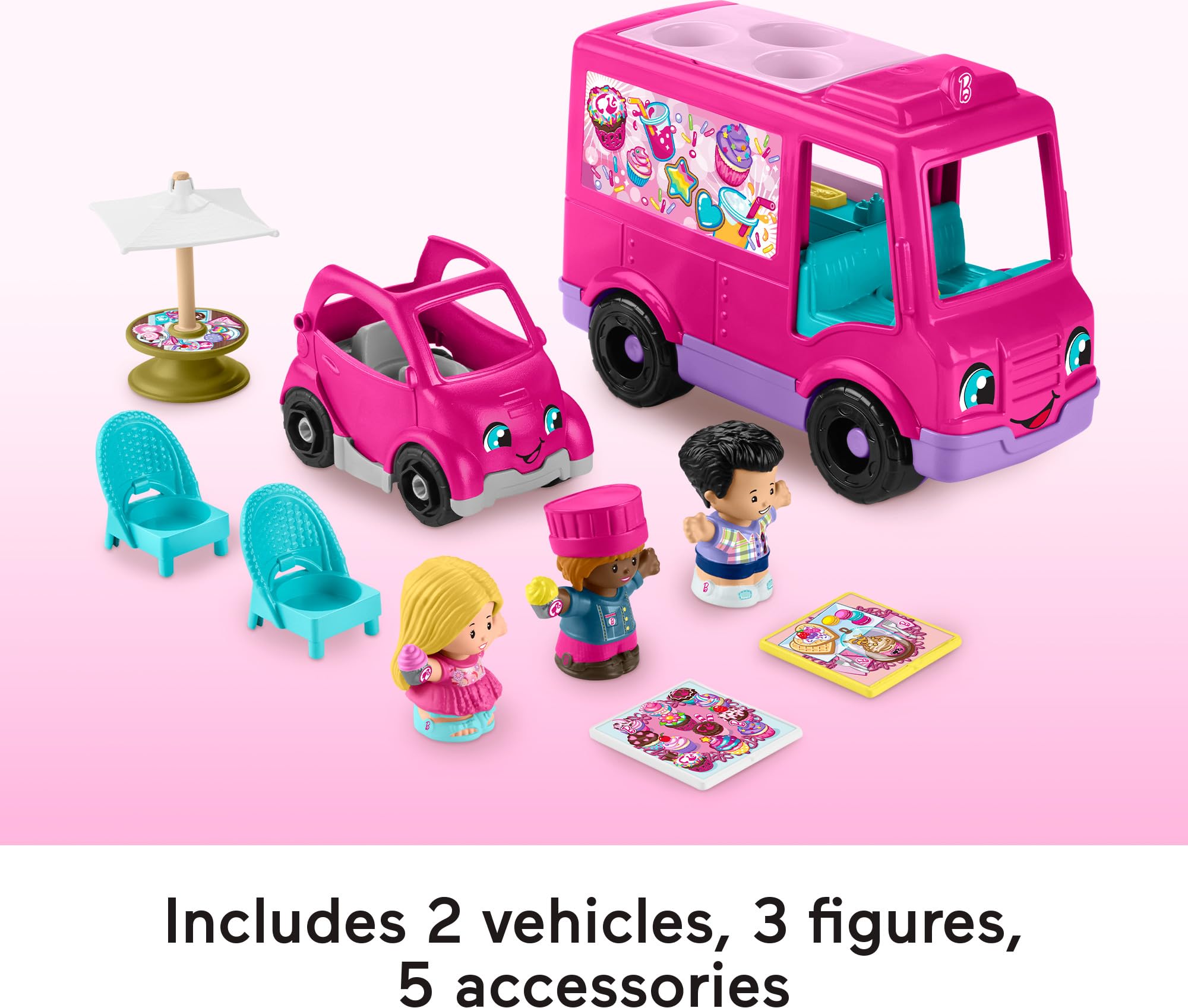 Foto 5 | Camión De Magdalenas De Juguete Fisher-price Little People Barbie Para Mayores De 18 Meses - Venta Internacional.