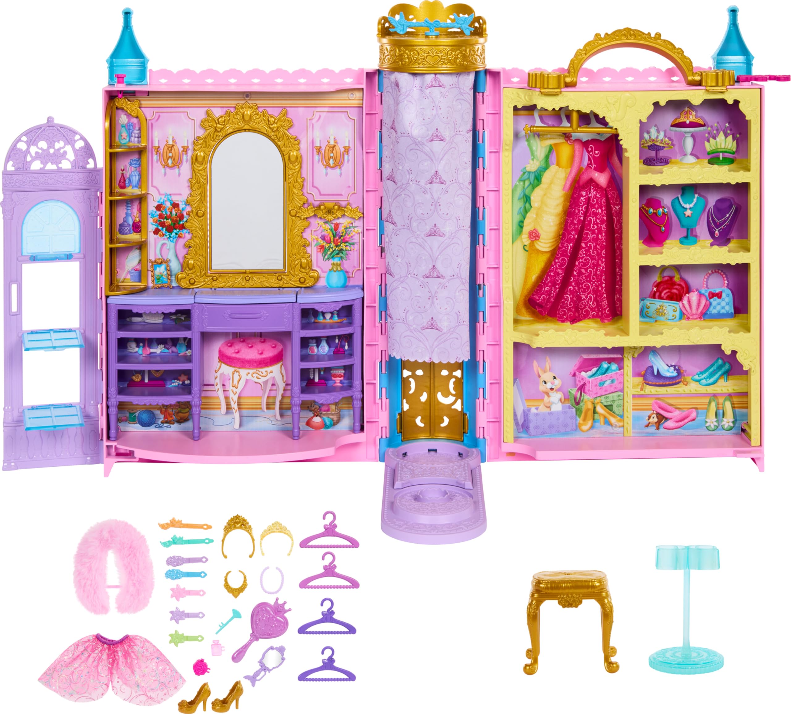 Foto 1 | Armario Para Muñecas Playset Mattel, Princesa Disney, Con 2 Modelos - Venta Internacional.