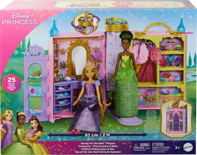Foto 6 | Armario Para Muñecas Playset Mattel, Princesa Disney, Con 2 Modelos - Venta Internacional.