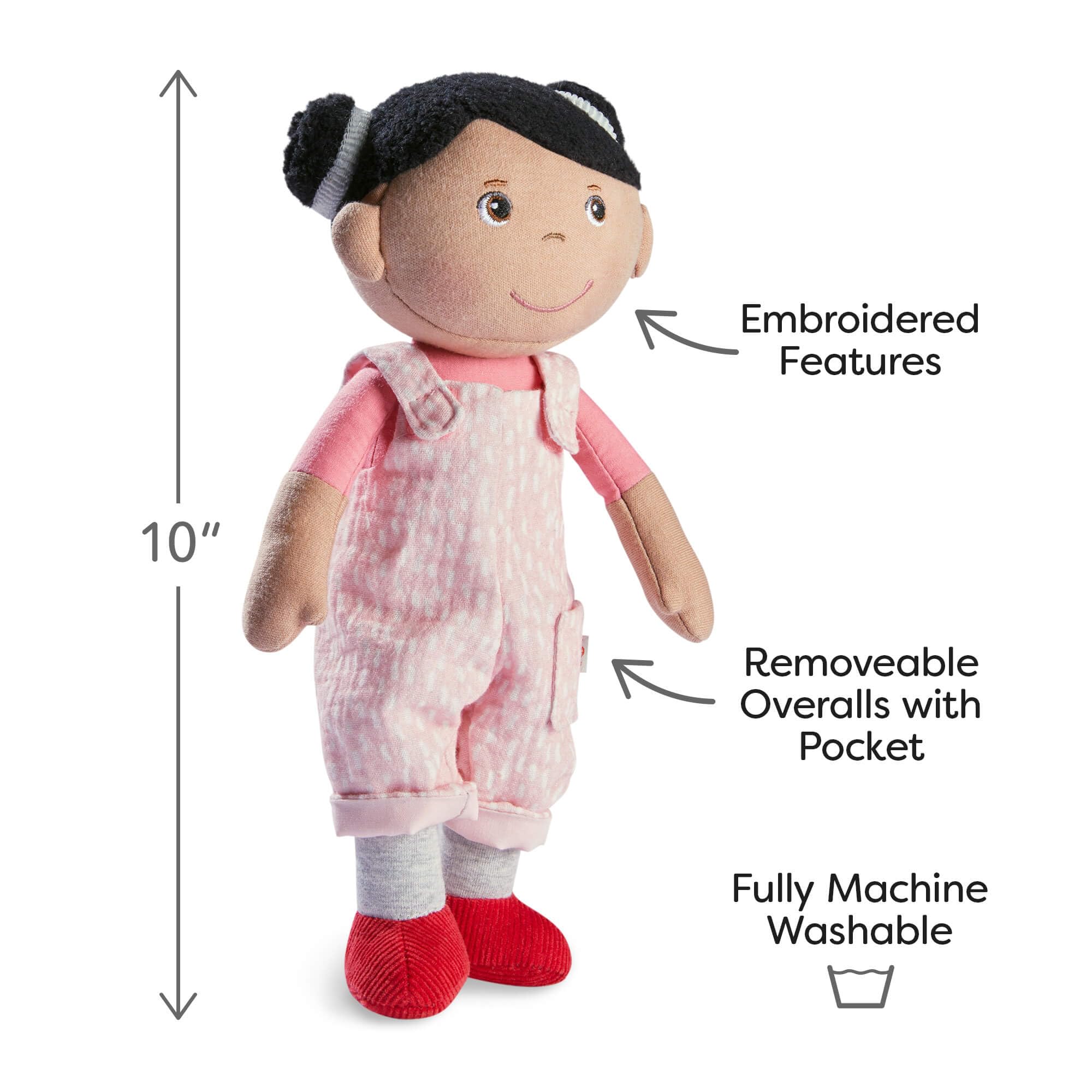 Foto 2 | Muñeca Haba Soft Rumbi De 10 Cm Con Pelo Negro, Overol Rosa - Venta Internacional.