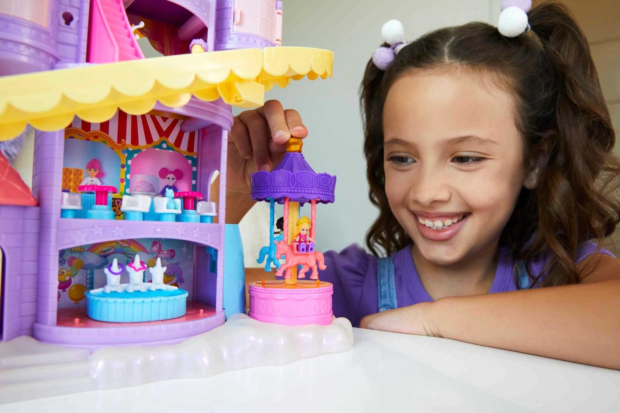 Foto 3 pulgar | Parque Temático Playset Polly Pocket Rainbow Funland Con 3 Atracciones - Venta Internacional.