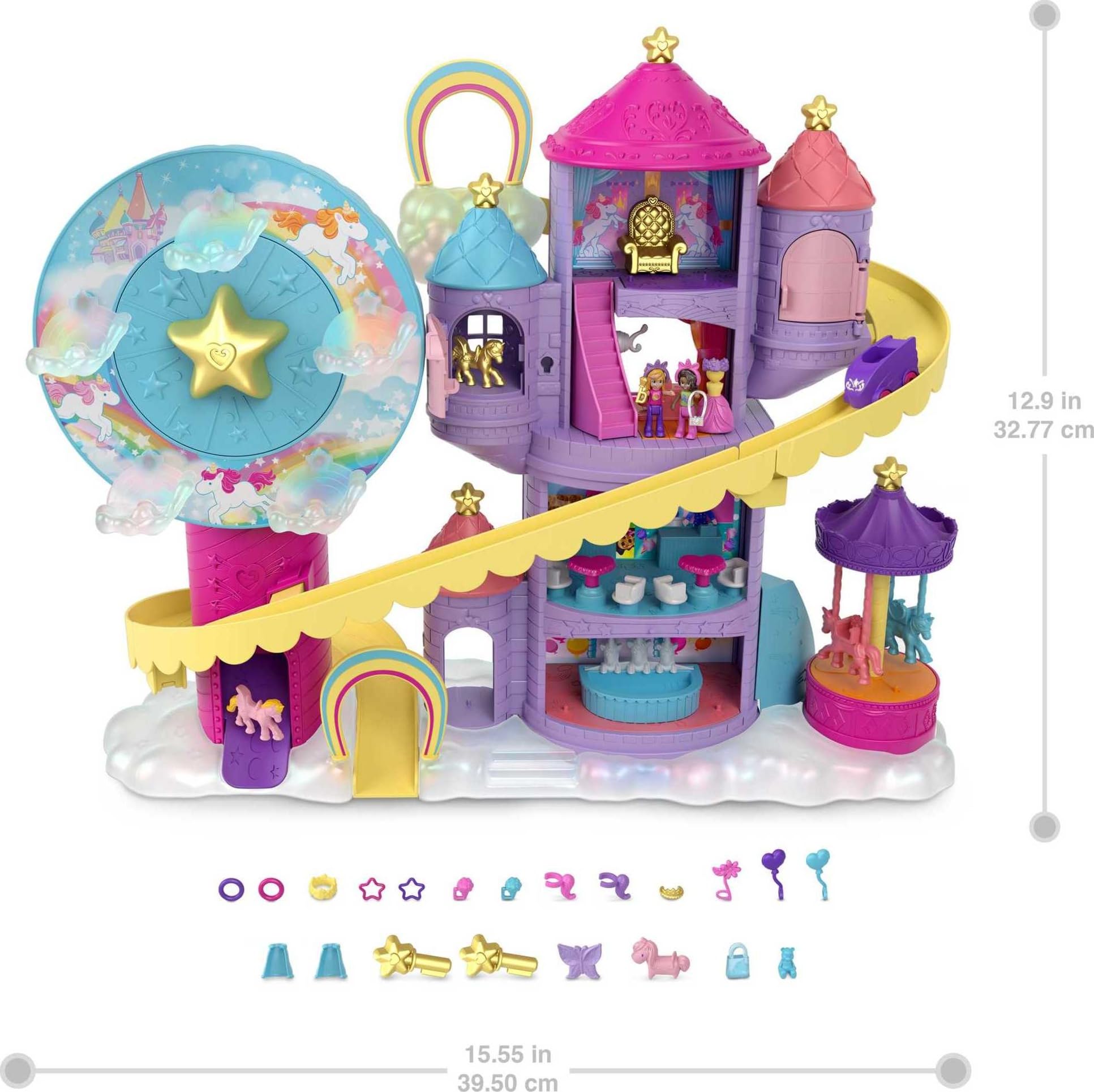 Foto 4 pulgar | Parque Temático Playset Polly Pocket Rainbow Funland Con 3 Atracciones - Venta Internacional.