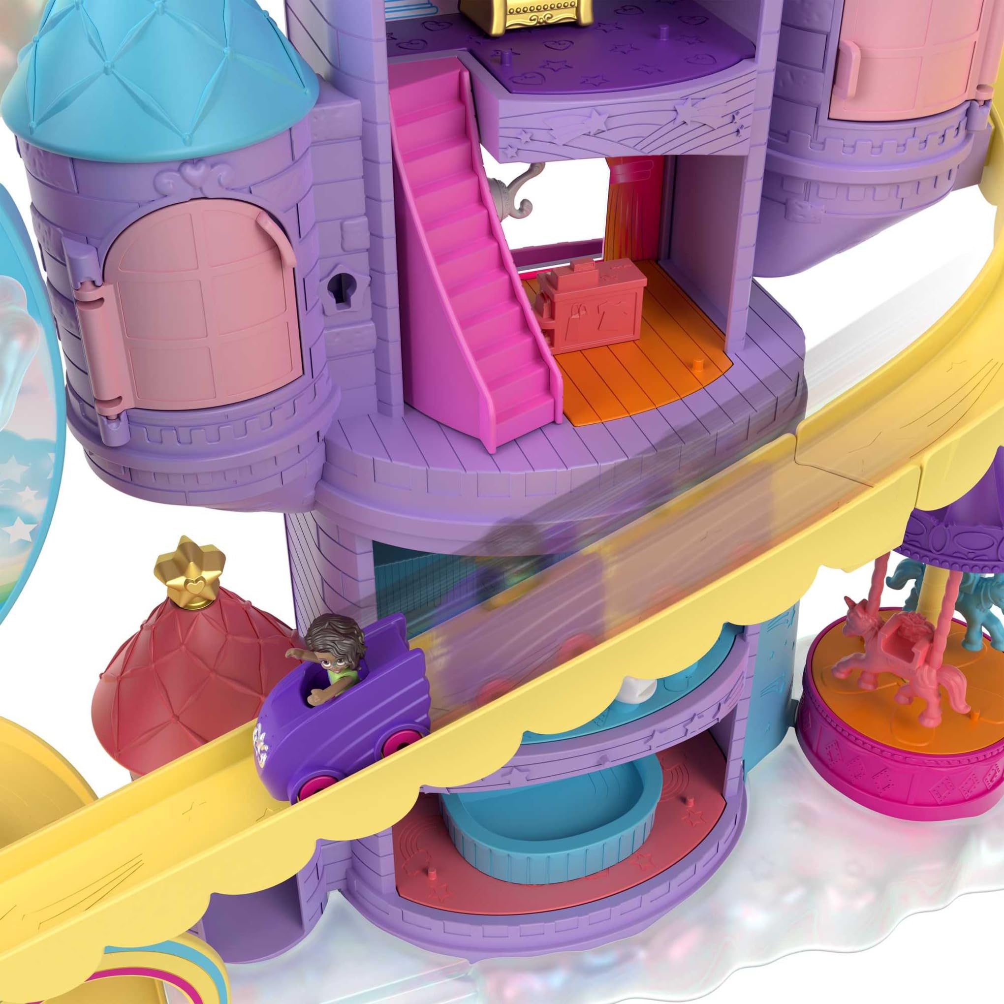 Foto 5 pulgar | Parque Temático Playset Polly Pocket Rainbow Funland Con 3 Atracciones - Venta Internacional.