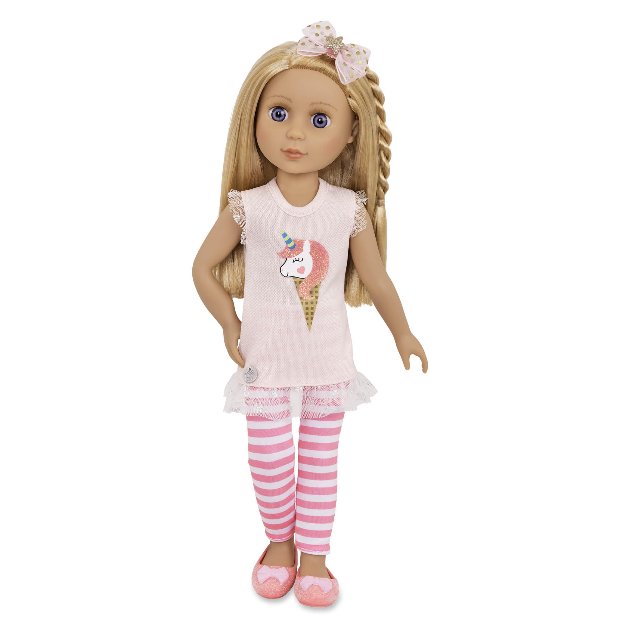 Foto 5 pulgar | Leggings Doll Glitter De Encaje Para Niñas Con Túnica Rosa, A Rayas, 36 Cm - Venta Internacional.