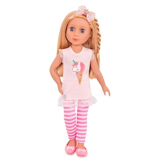 Foto 4 | Leggings Doll Glitter De Encaje Para Niñas Con Túnica Rosa, A Rayas, 36 Cm - Venta Internacional.