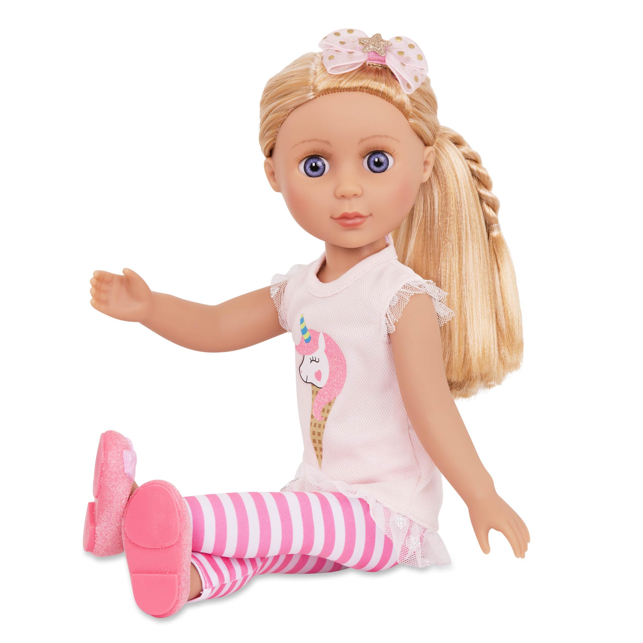 Foto 5 | Leggings Doll Glitter De Encaje Para Niñas Con Túnica Rosa, A Rayas, 36 Cm - Venta Internacional.