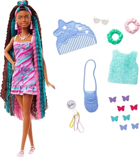 Foto 1 | Muñeca Barbie Totalmente Hair Con Temática De Mariposas Con Pelo De 8.5 Pulgadas - Venta Internacional.