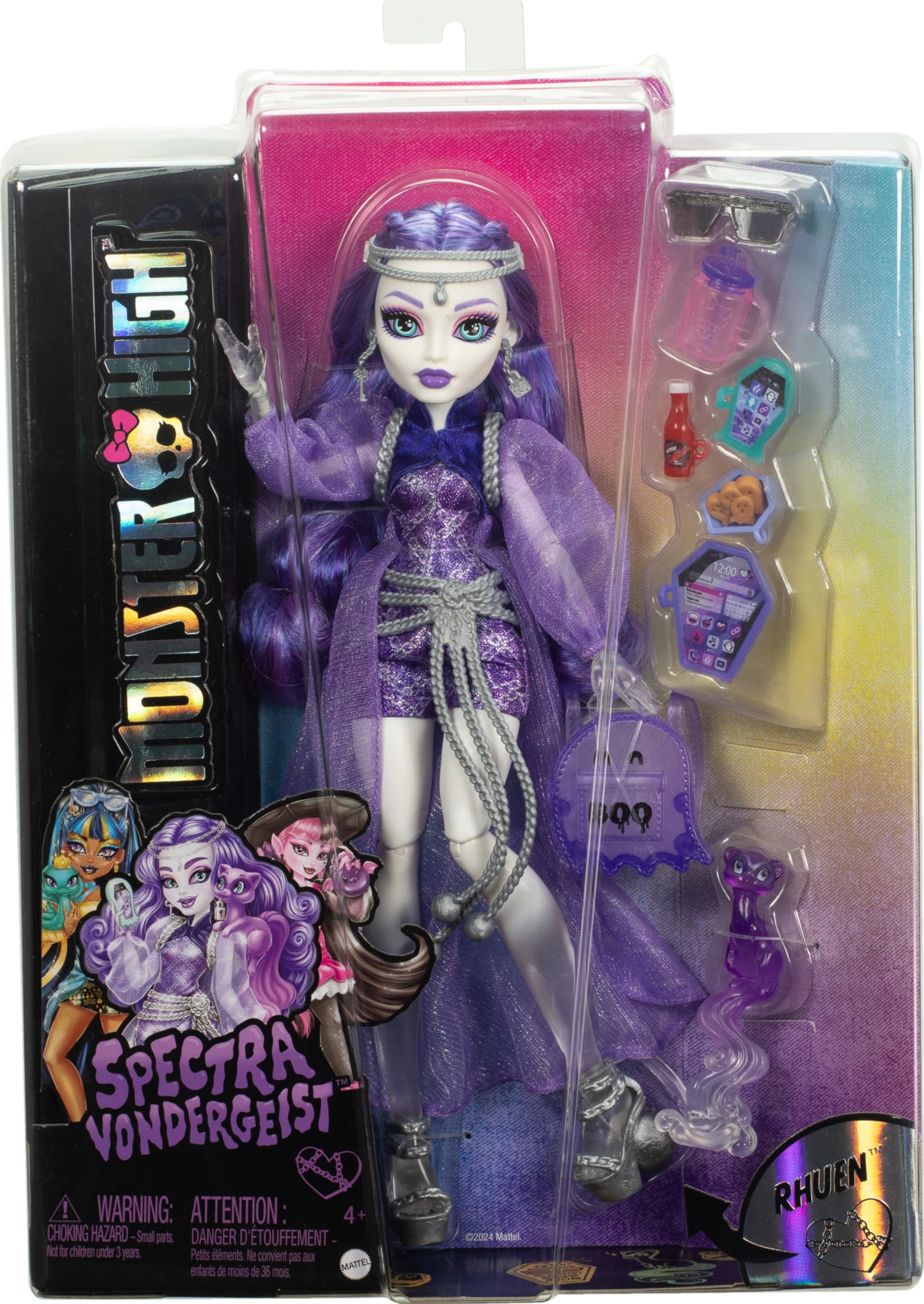 Foto 7 pulgar | Muñeca Monster High Spectra Vondergeist Con Hurón Como Mascota Rhuen - Venta Internacional.