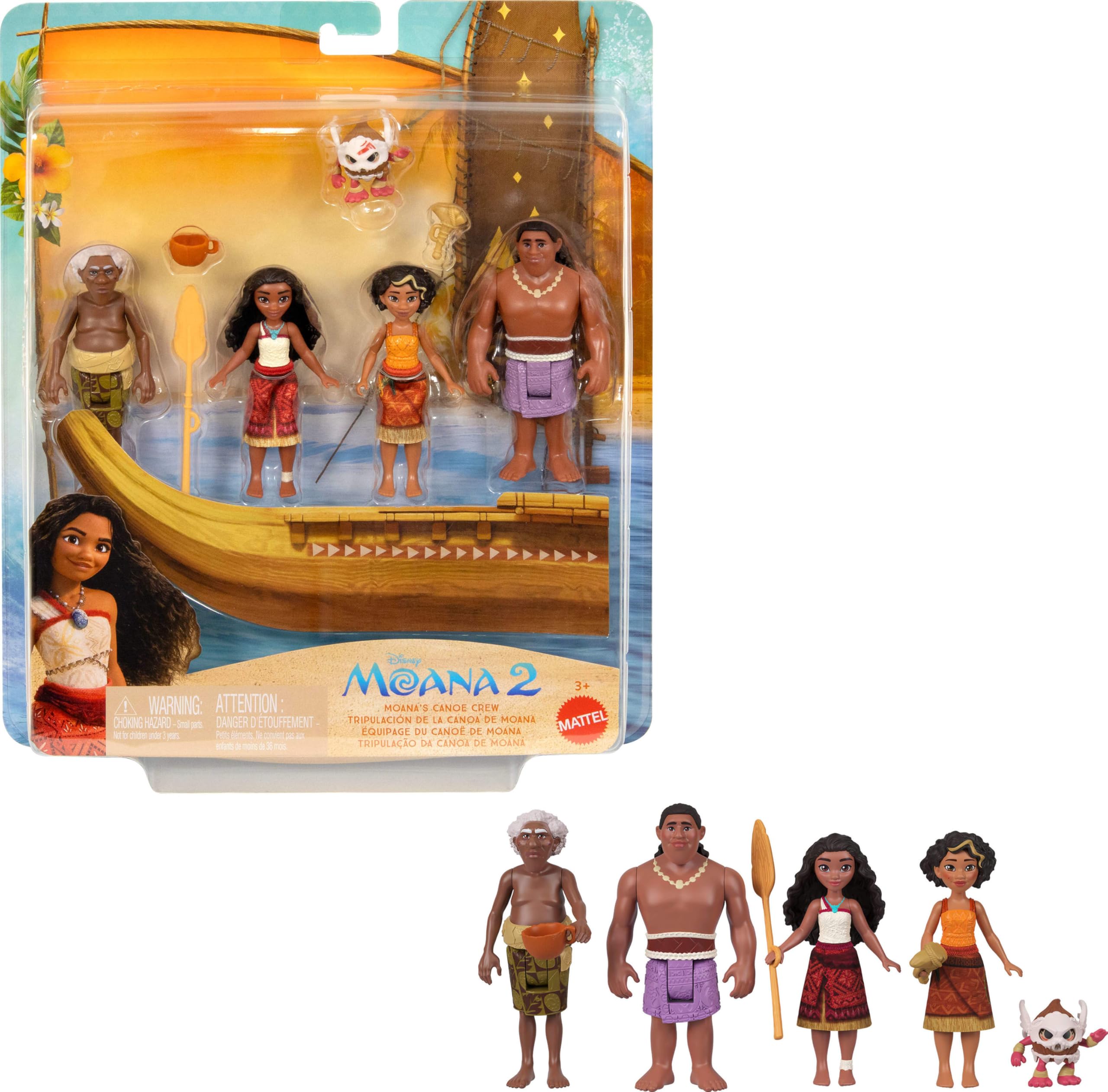 Playset Mattel Disney Moana 2 Moana's Canoe Crew Con 5 Muñecas - Venta Internacional.