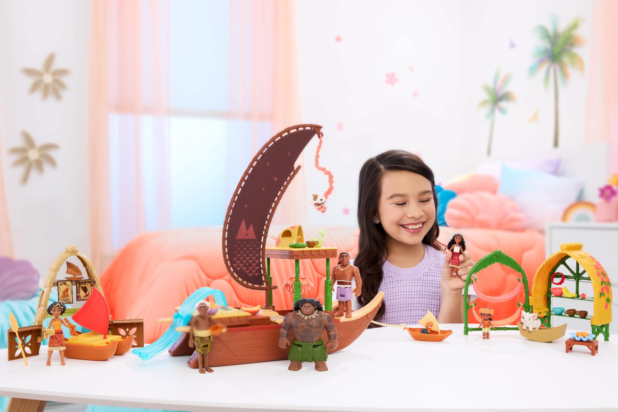 Foto 3 pulgar | Playset Mattel Disney Moana 2 Moana's Canoe Crew Con 5 Muñecas - Venta Internacional.