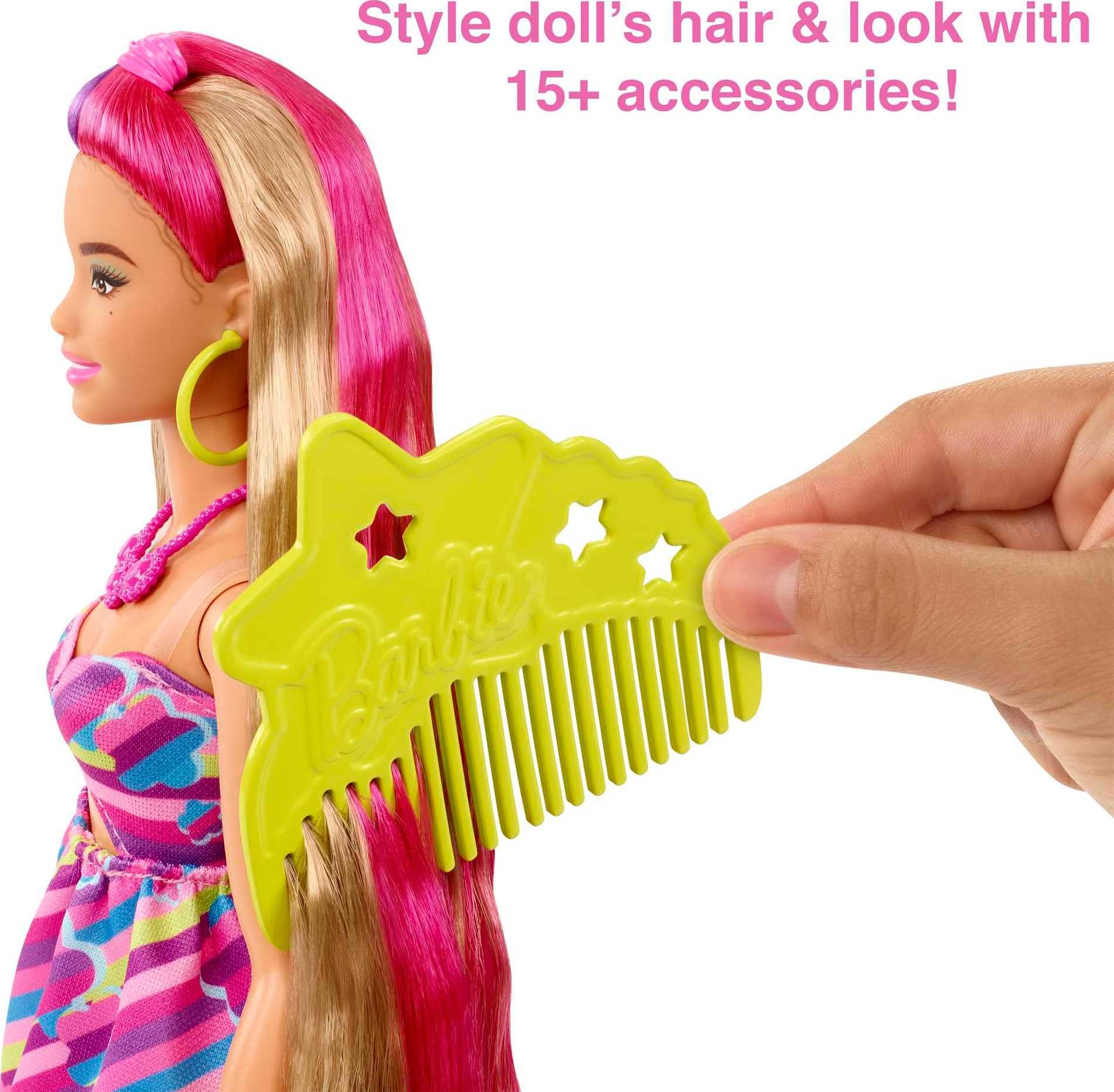 Foto 4 pulgar | Muñeca Barbie Con Diseño De Flores Con 21 Cm De Pelo De Fantasía - Venta Internacional.