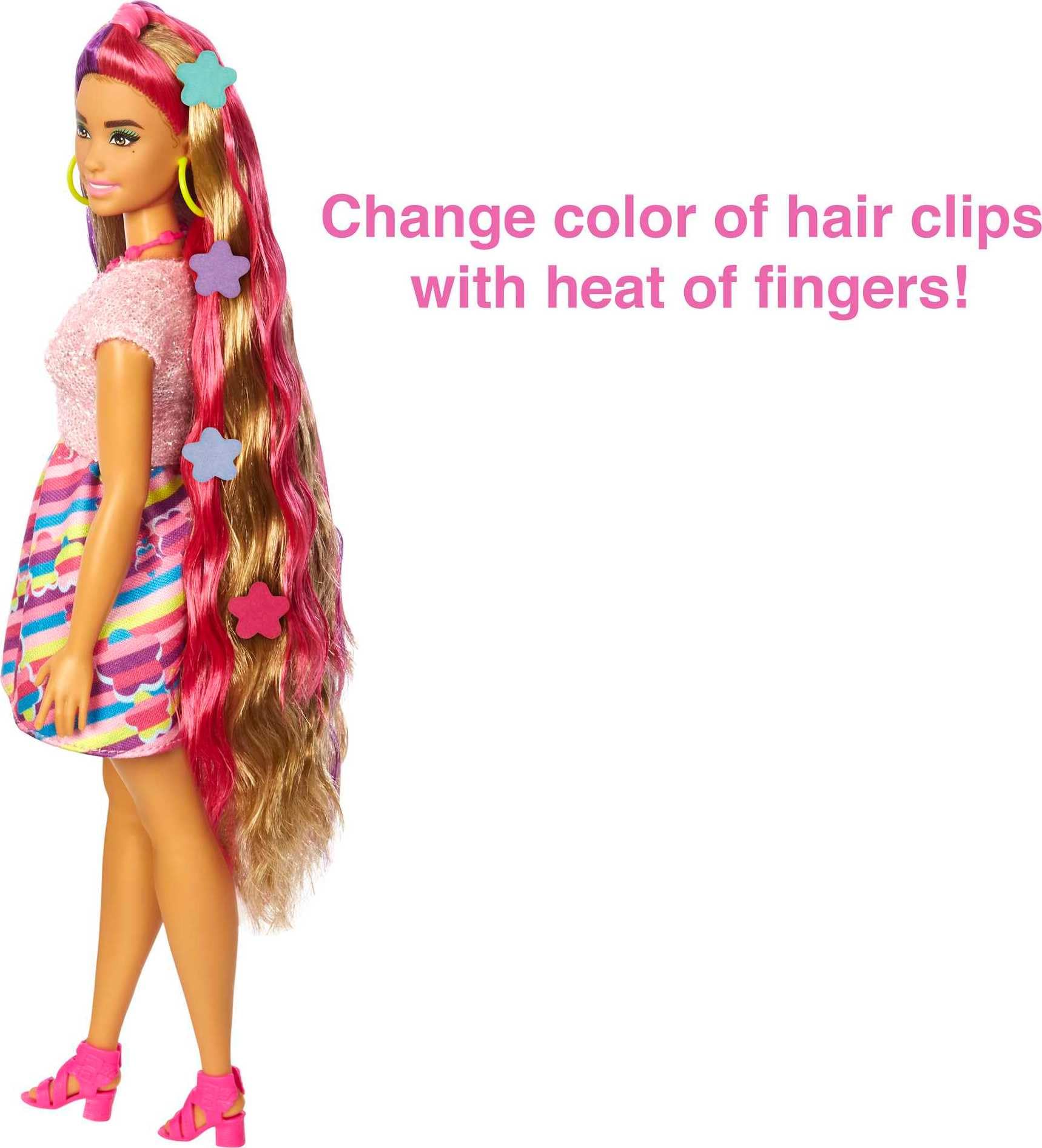Foto 6 pulgar | Muñeca Barbie Con Diseño De Flores Con 21 Cm De Pelo De Fantasía - Venta Internacional.