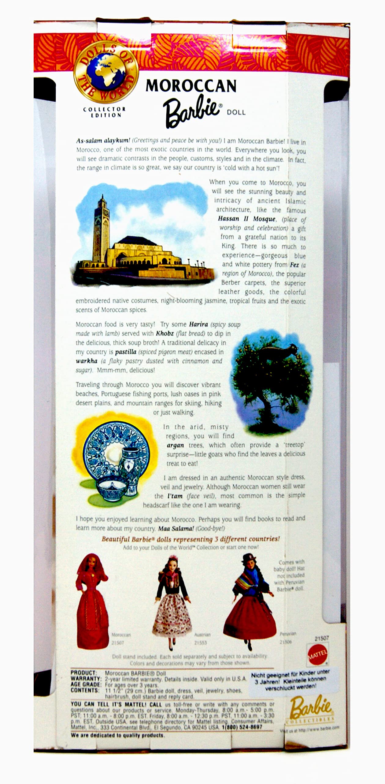 Foto 2 | Muñeca Mattel Barbie Dolls Of The World Moroccan Con Atuendo - Venta Internacional.