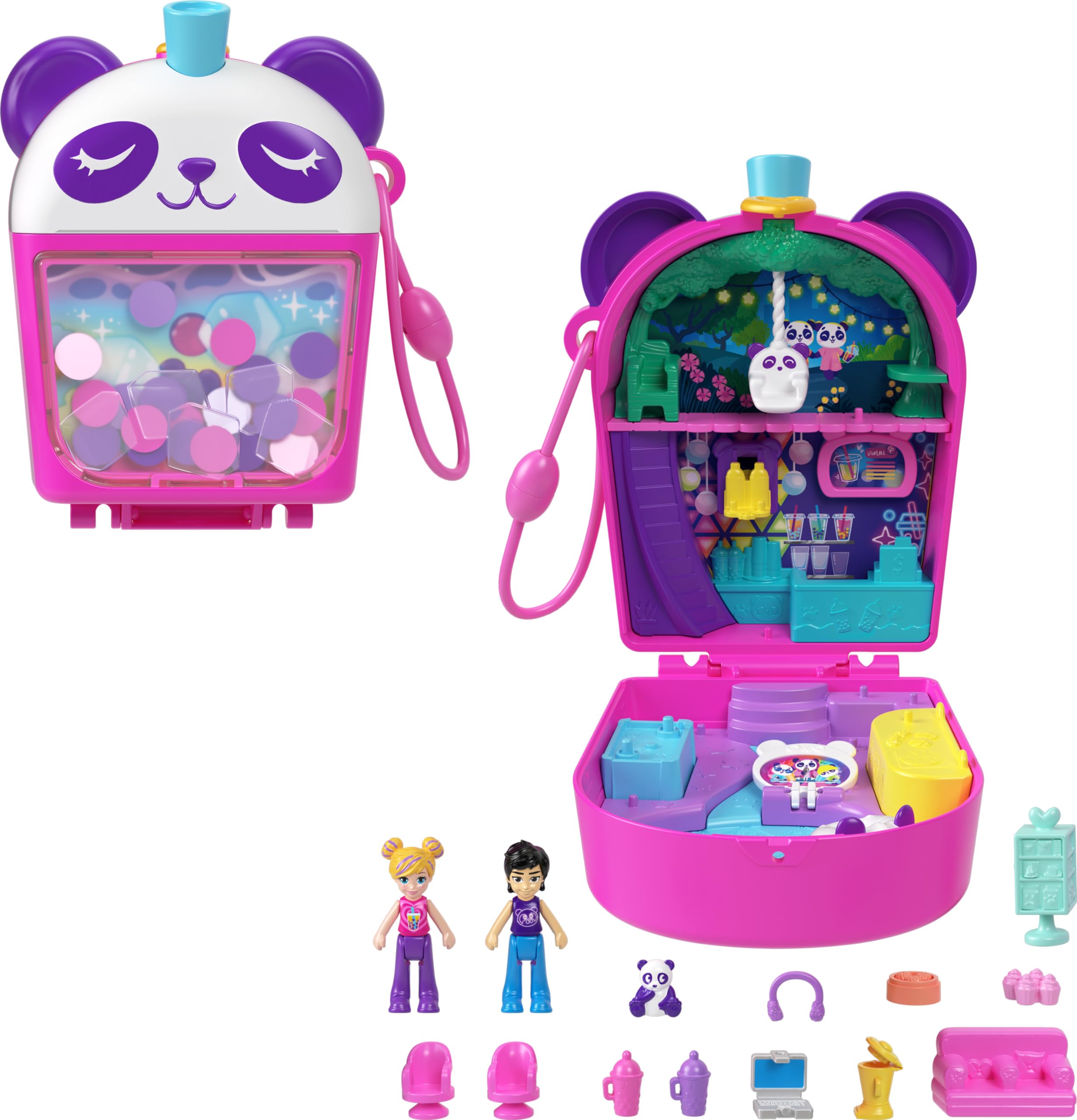 Foto 2 pulgar | Playset Polly Pocket Bubble Tea Panda Con 2 Micromuñecas - Venta Internacional.