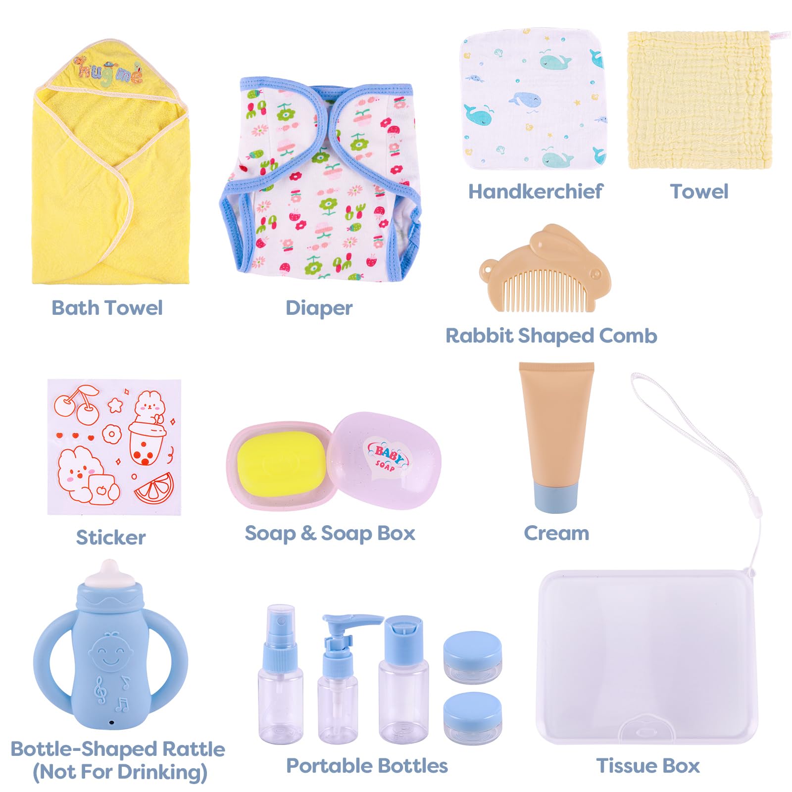 Foto 5 pulgar | Set De Baño Baby Doll Babeside Para 30-50 Cm Con Toalla, 16 Piezas De Regalo - Venta Internacional.