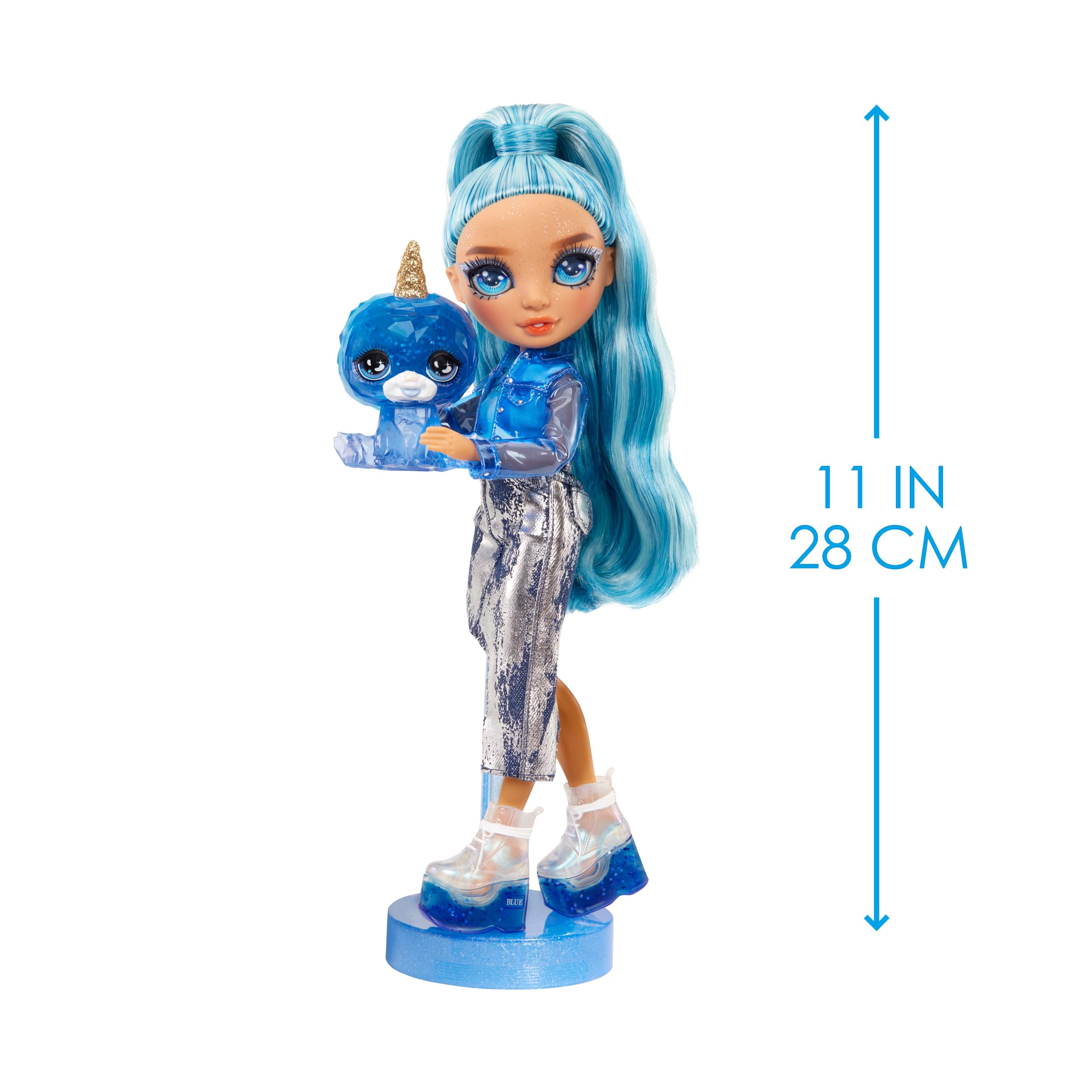 Foto 4 pulgar | Muñeca Moderna Rainbow High Skyler Azul Con Limo Y Mascota De 28 Cm - Venta Internacional.