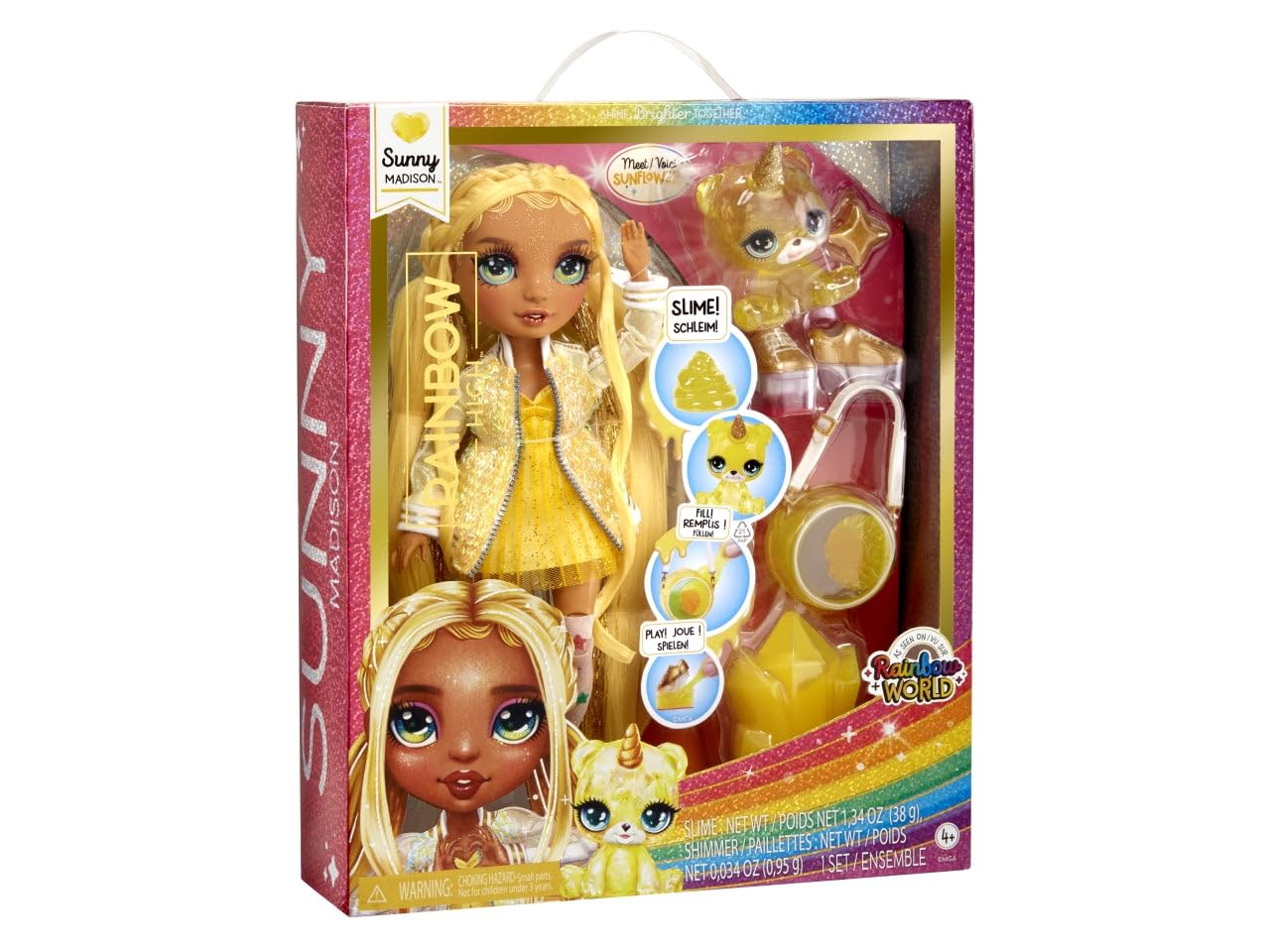 Foto 4 pulgar | Muñeca Moderna Rainbow High Sunny Con Limo Y Mascota De 28 Cm Con Acc - Venta Internacional.