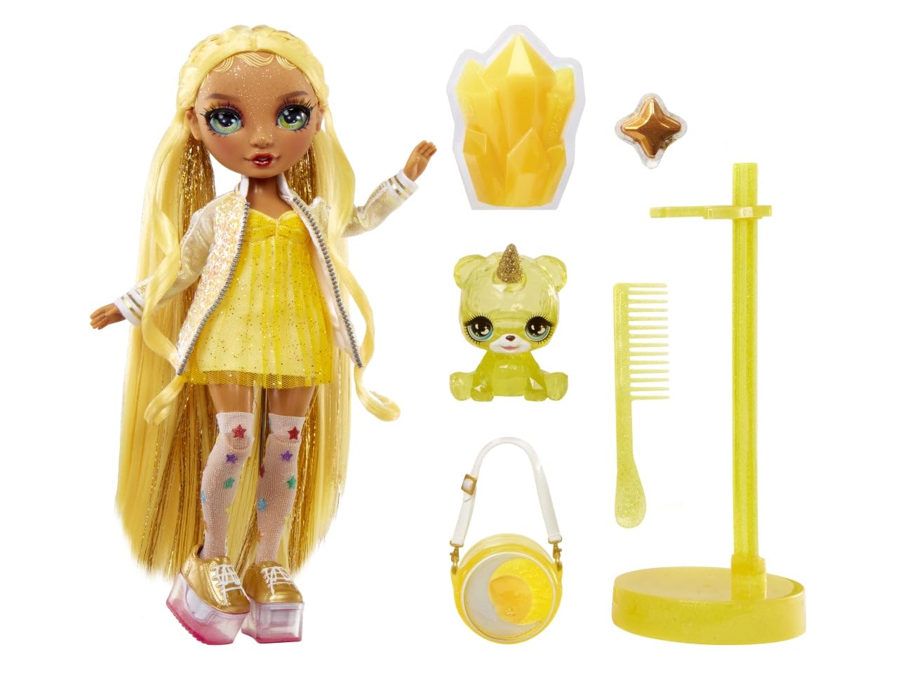 Foto 5 | Muñeca Moderna Rainbow High Sunny Con Limo Y Mascota De 28 Cm Con Acc - Venta Internacional.