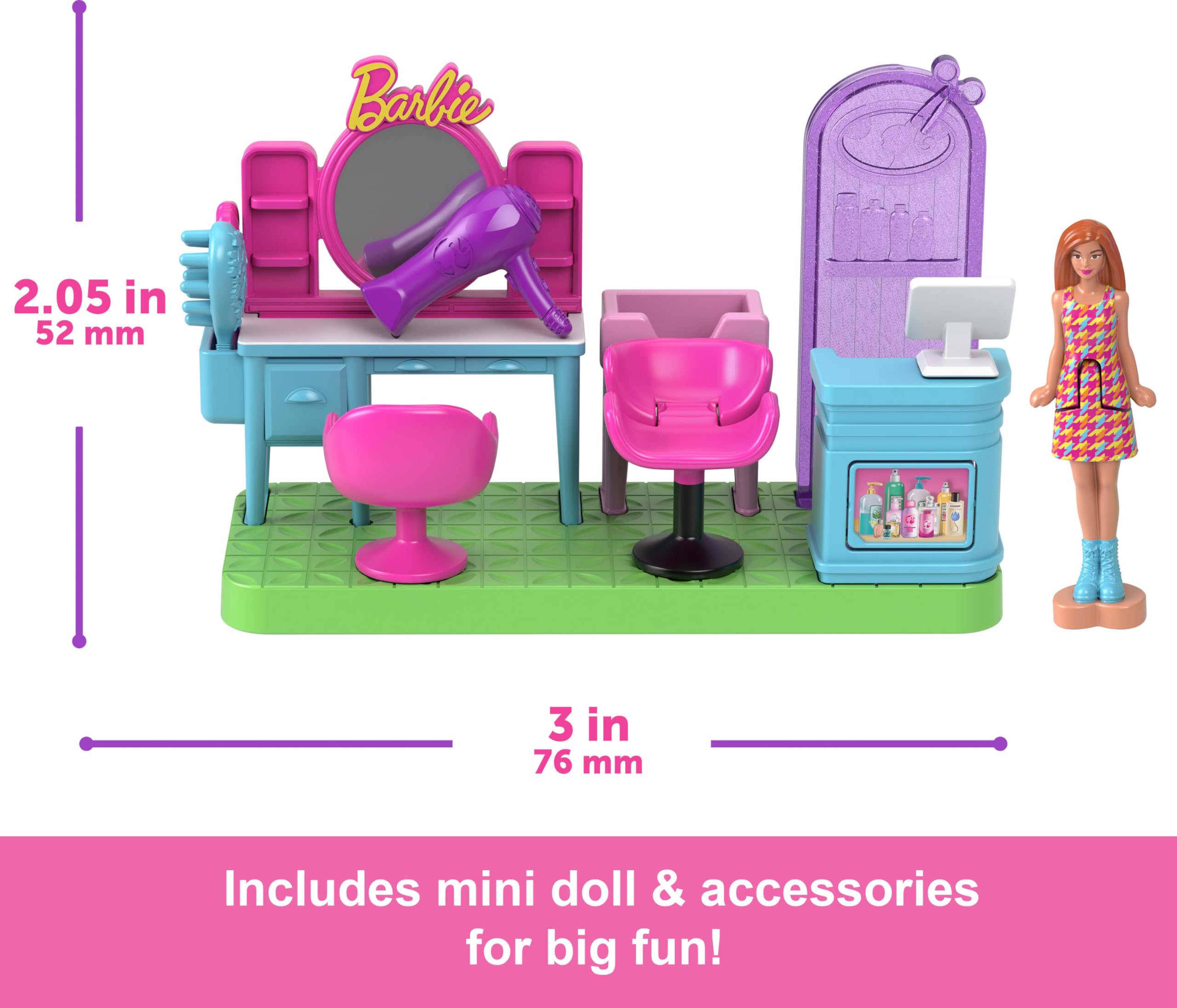 Foto 5 pulgar | Peluquería Playset Barbie Mini Barbieland Con Muñeca De 1.5 Pulgadas - Venta Internacional.