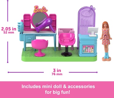 Foto 4 | Peluquería Playset Barbie Mini Barbieland Con Muñeca De 1.5 Pulgadas - Venta Internacional.