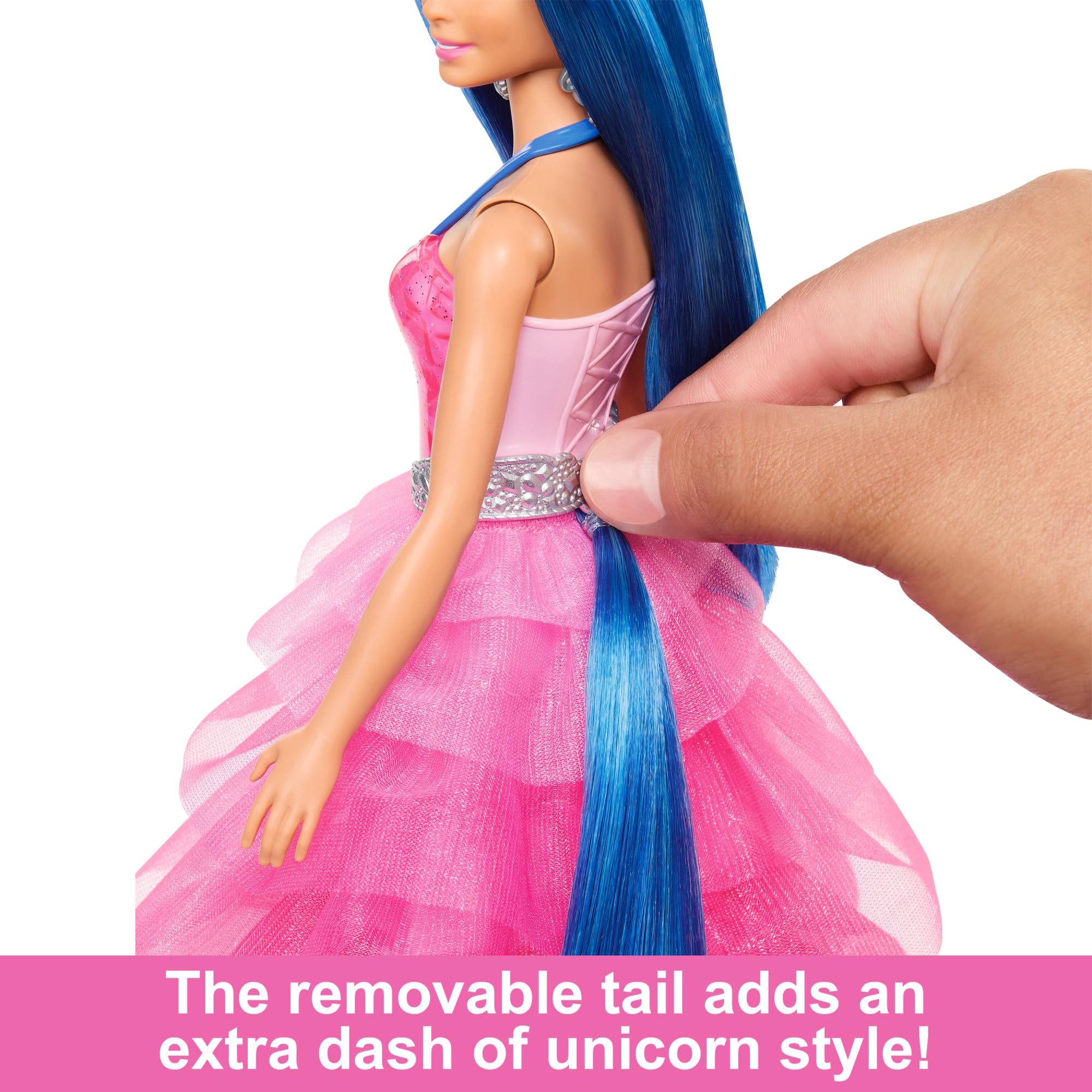 Foto 6 pulgar | Unicornio De Juguete Barbie, 65 Aniversario, Con Cabello Azul Y Vestido Rosa - Venta Internacional.