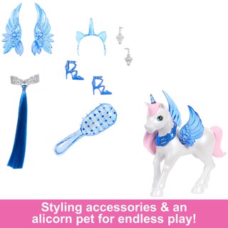 Foto 6 | Unicornio De Juguete Barbie, 65 Aniversario, Con Cabello Azul Y Vestido Rosa - Venta Internacional.