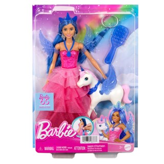 Foto 7 | Unicornio De Juguete Barbie, 65 Aniversario, Con Cabello Azul Y Vestido Rosa - Venta Internacional.