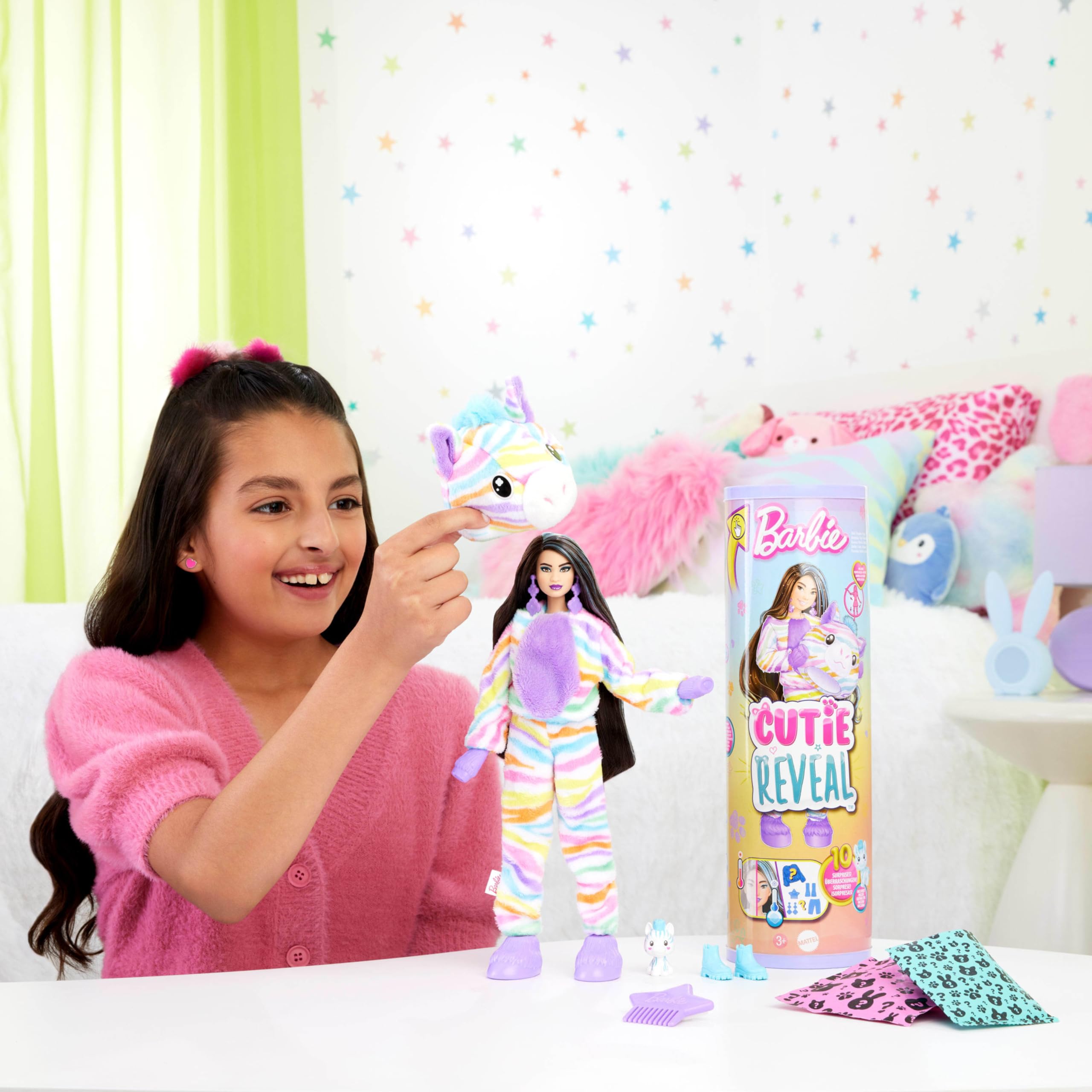 Foto 3 pulgar | Muñeca Barbie Cutie Reveal Color Dream Rainbow Zebra Con Acc - Venta Internacional.