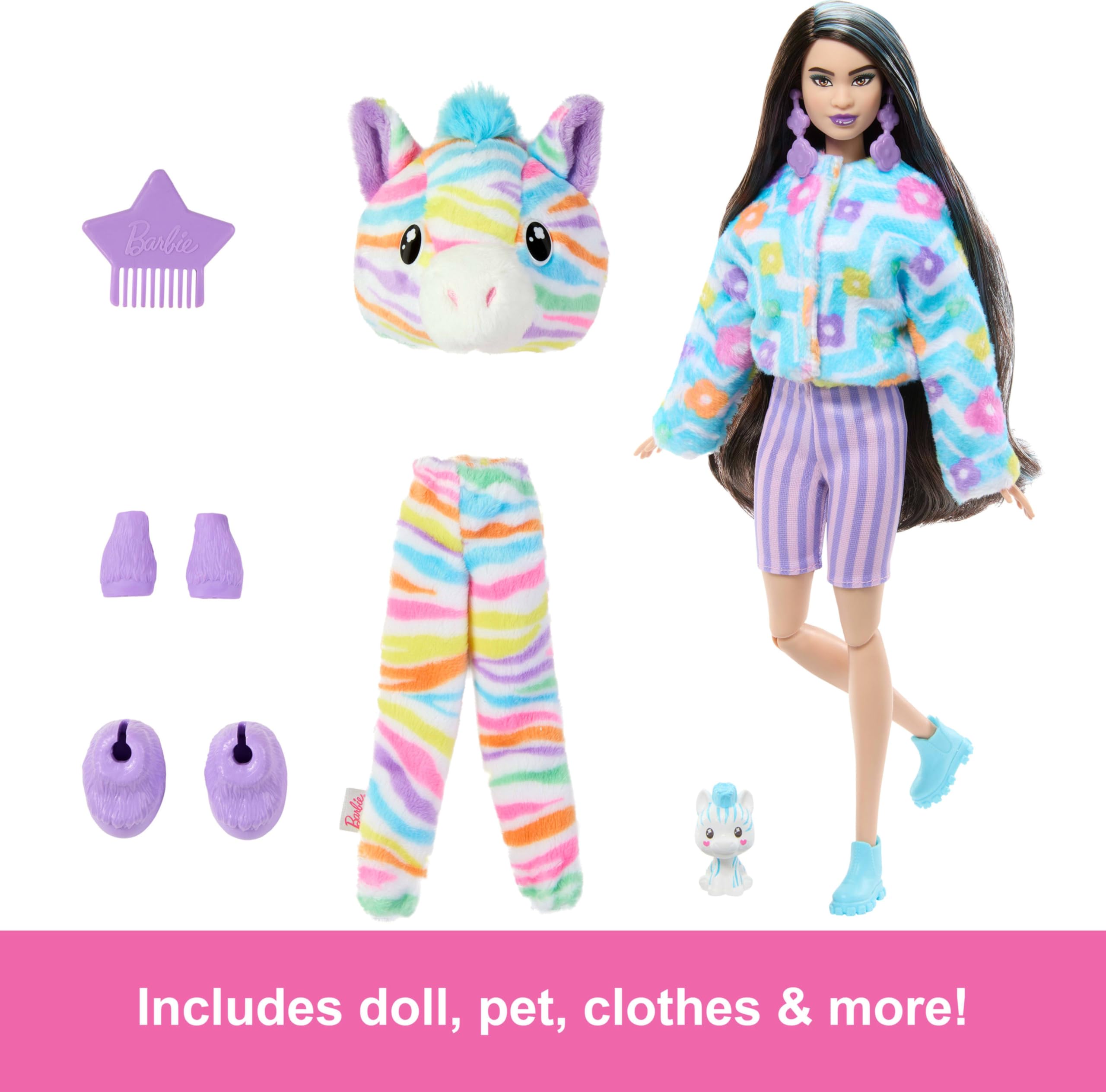 Foto 7 pulgar | Muñeca Barbie Cutie Reveal Color Dream Rainbow Zebra Con Acc - Venta Internacional.