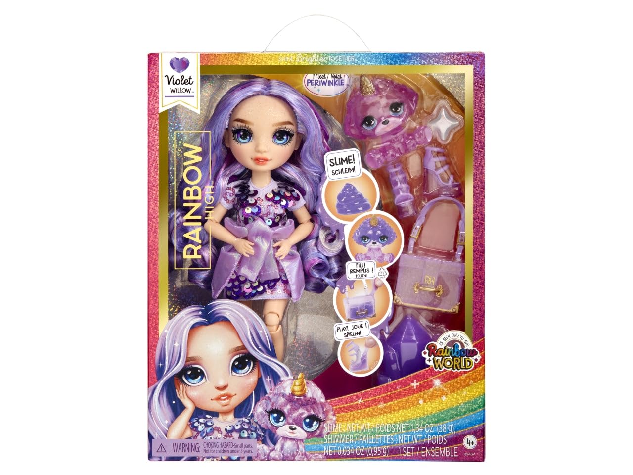 Foto 3 pulgar | Muñeca Moderna Rainbow High Violet Con Limo Y Mascota De 28 Cm, Color Morado - Venta Internacional.