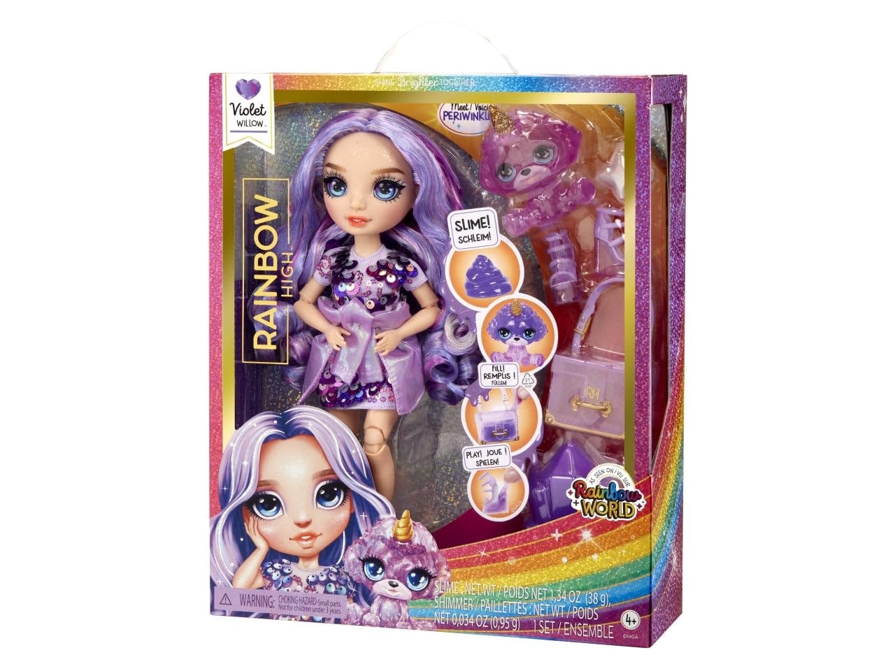 Foto 5 pulgar | Muñeca Moderna Rainbow High Violet Con Limo Y Mascota De 28 Cm, Color Morado - Venta Internacional.